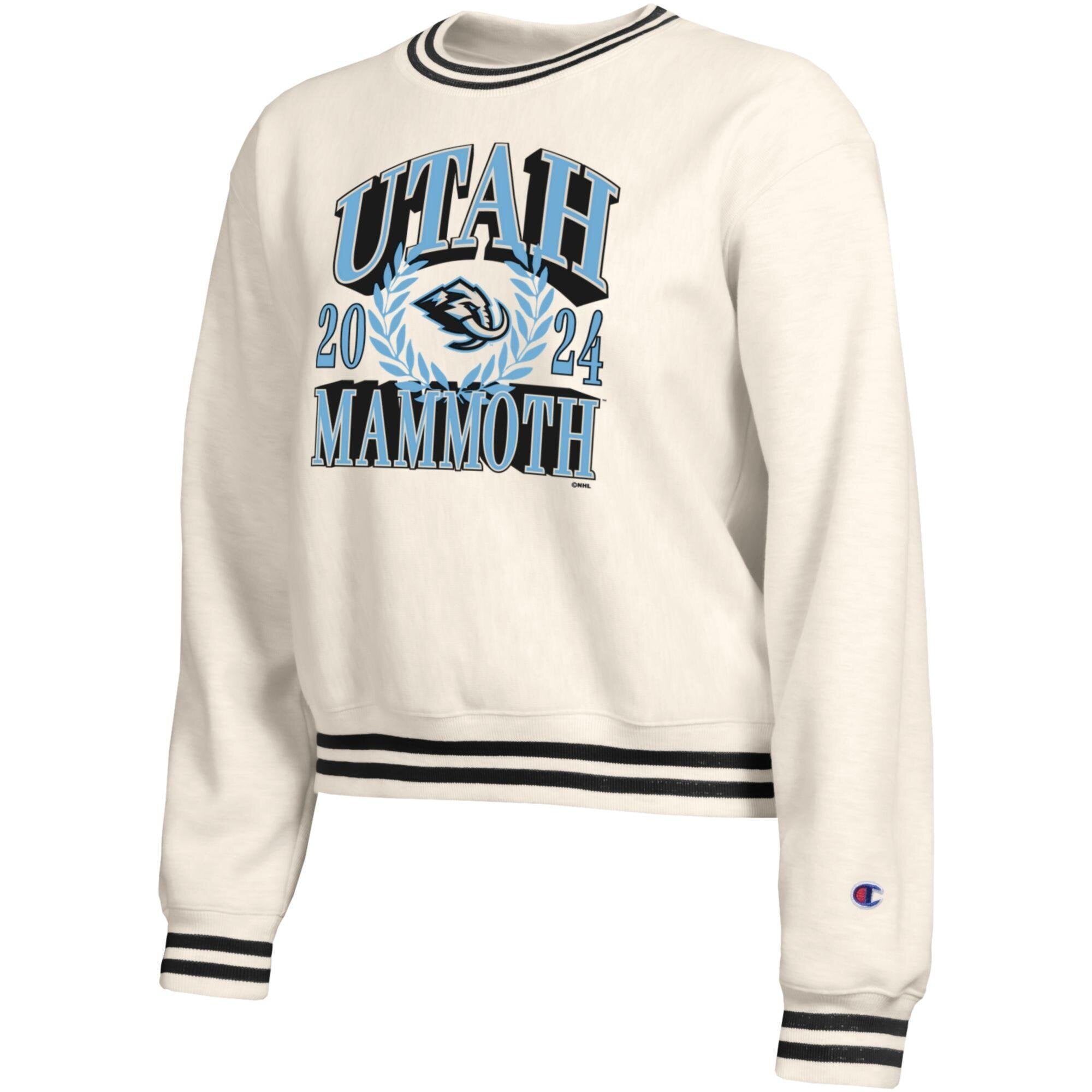 Sweat-shirt Champion Cream pour femme, en fil tissé inversé Utah Mammoth Bold Laurels.