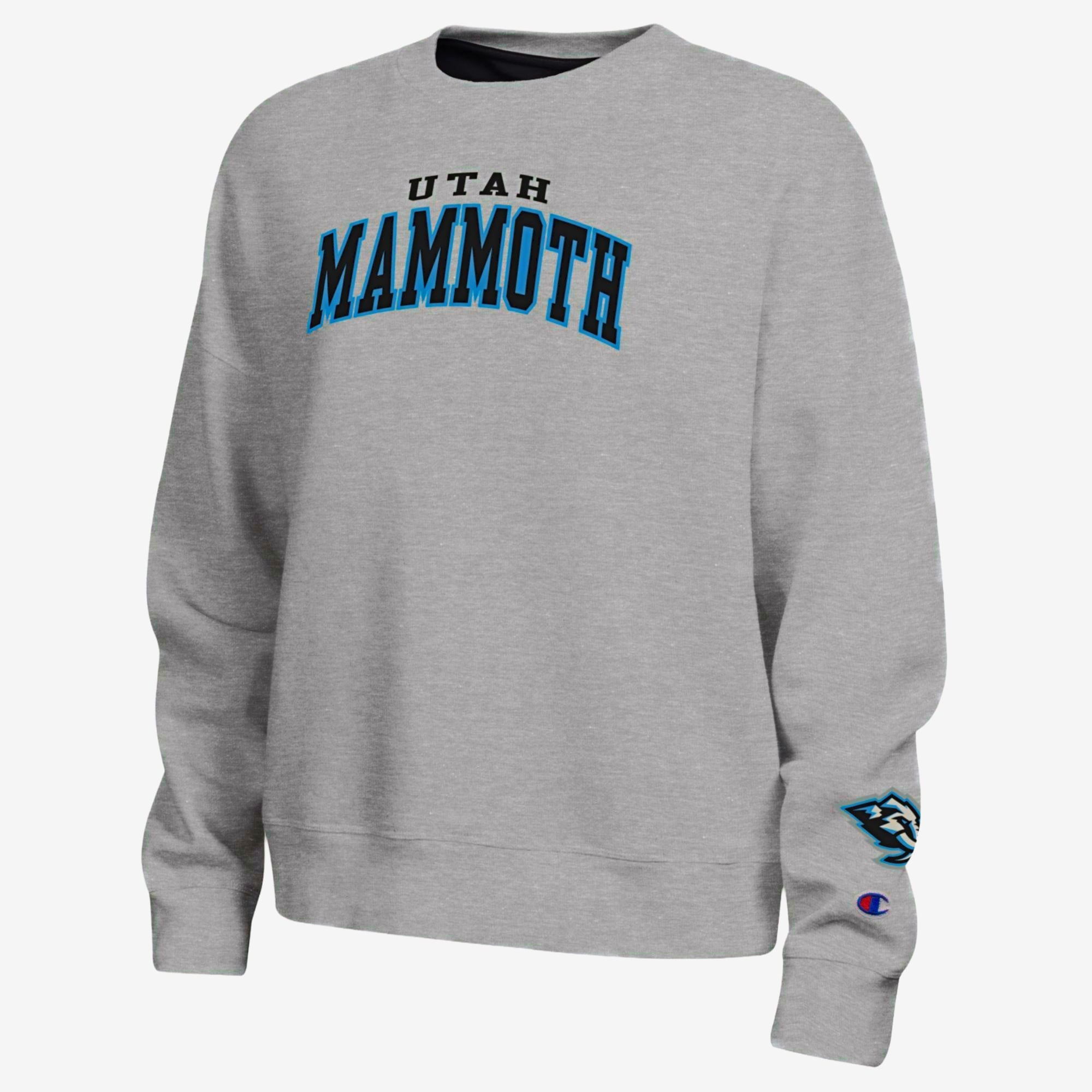 Women's Champion  Heather Gray Utah Mammoth Applique Crewneck Sweatshirt