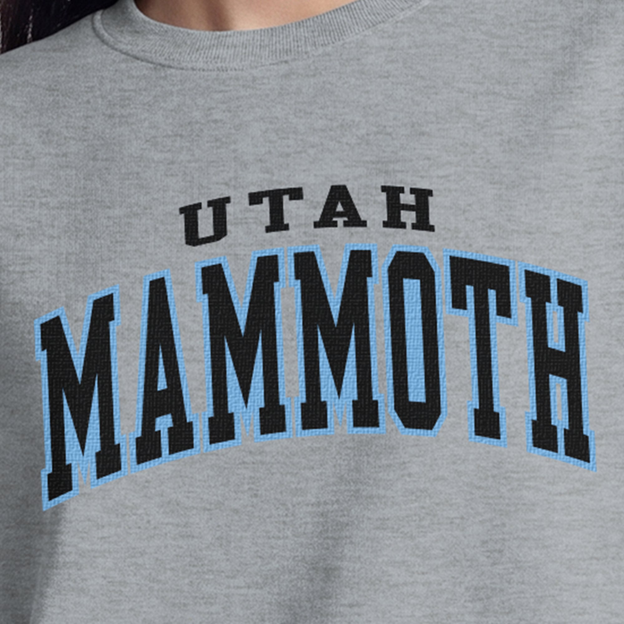 Women's Champion  Heather Gray Utah Mammoth Applique Crewneck Sweatshirt