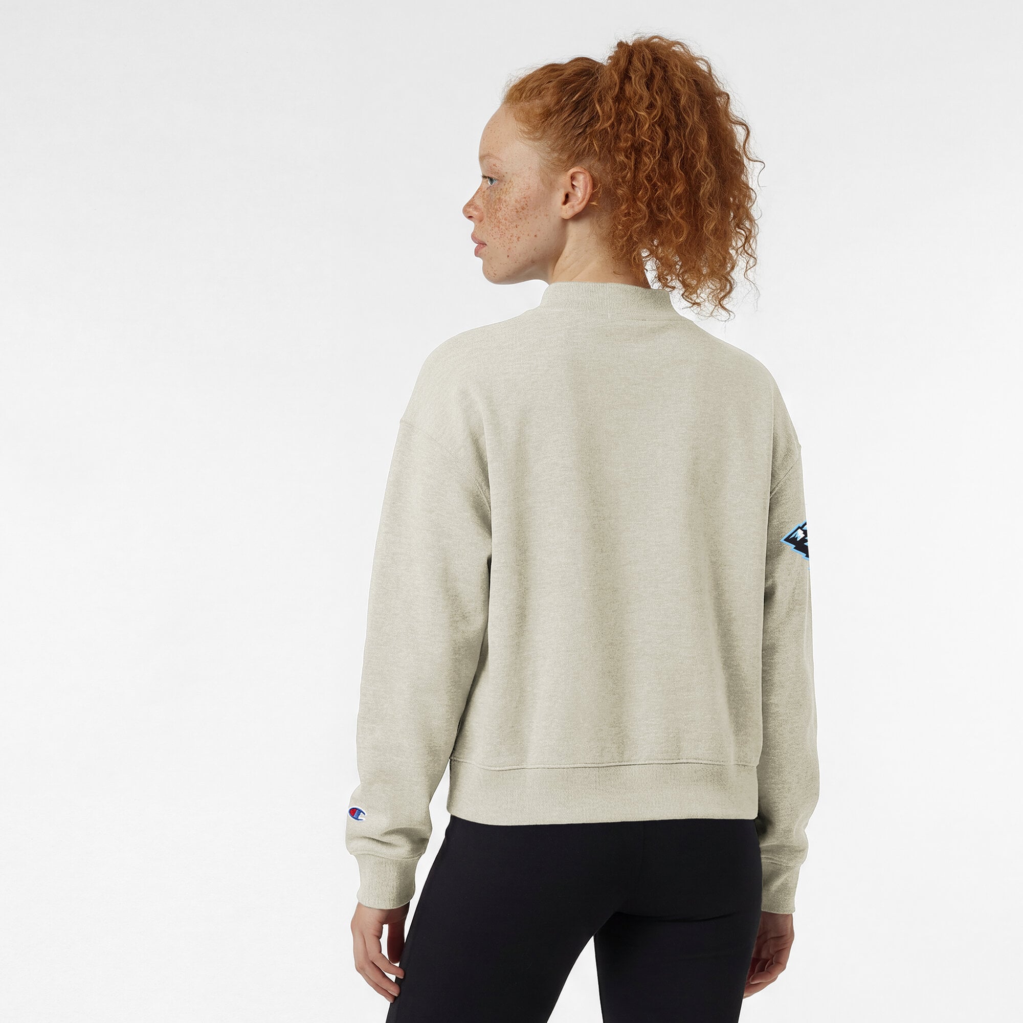 Women's Champion  Oatmeal Utah Mammoth Collar Script Triumph Tri-Blend Fleece Sweatshirt