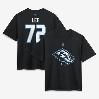 Women's Utah Mammoth Anders Lee Fanatics Black Authentic Stack Name & Number T-Shirt