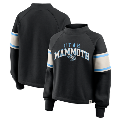 Women's Utah Mammoth Fanatics Black Heritage Overtime Fleece Mockneck Sweatshirt

