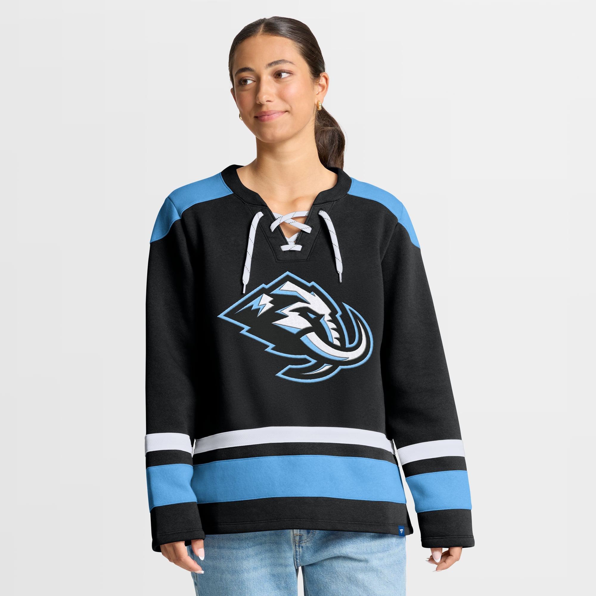 Sweat-shirt à lacets manches longues Utah Mammoth Icing pour femmes Fanatics Black
