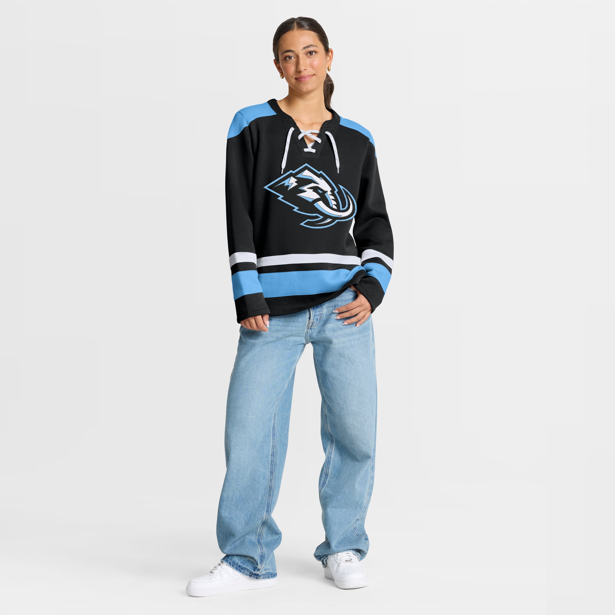 Sweat-shirt à lacets manches longues Utah Mammoth Icing pour femmes Fanatics Black