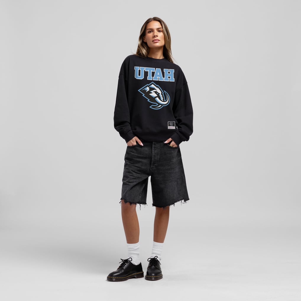 Women's Utah Mammoth Mitchell & Ness Black Core Oversized Sweatshirt