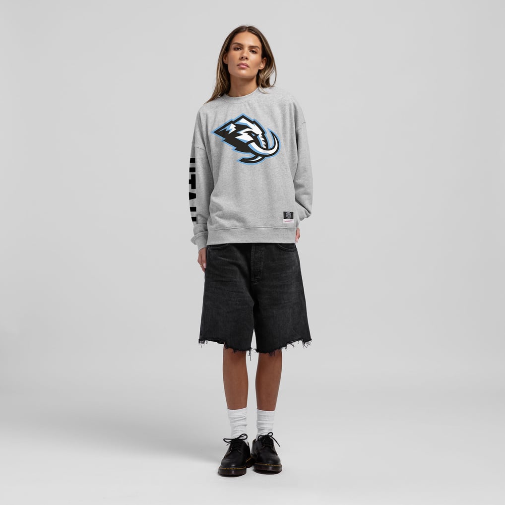 Women's Utah Mammoth Mitchell & Ness Heather Gray Core 3-Hit Oversized Sweatshirt