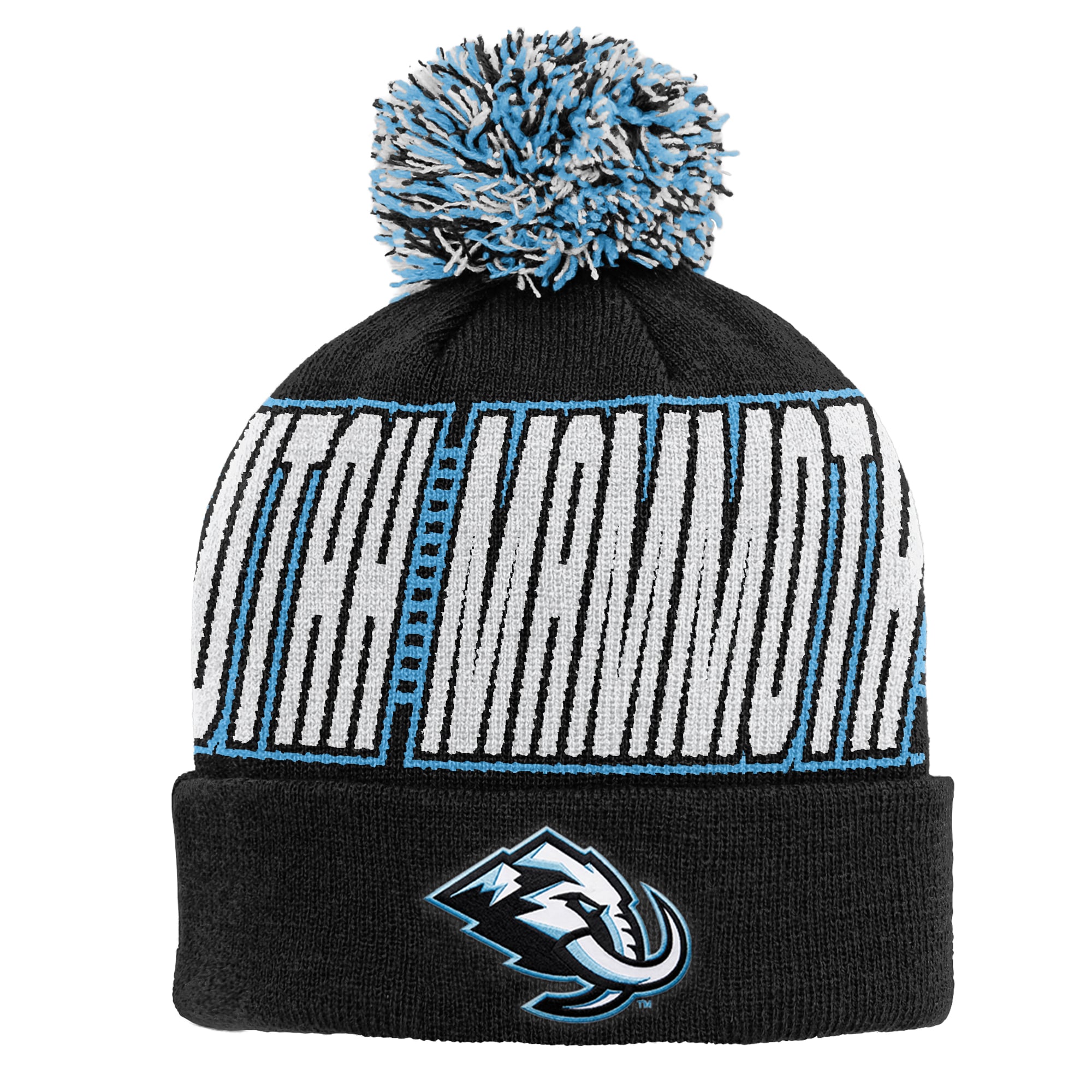 Bonnet tricoté à revers en maille noire Utah Mammoth avec pompon, pour enfant Outerstuff.