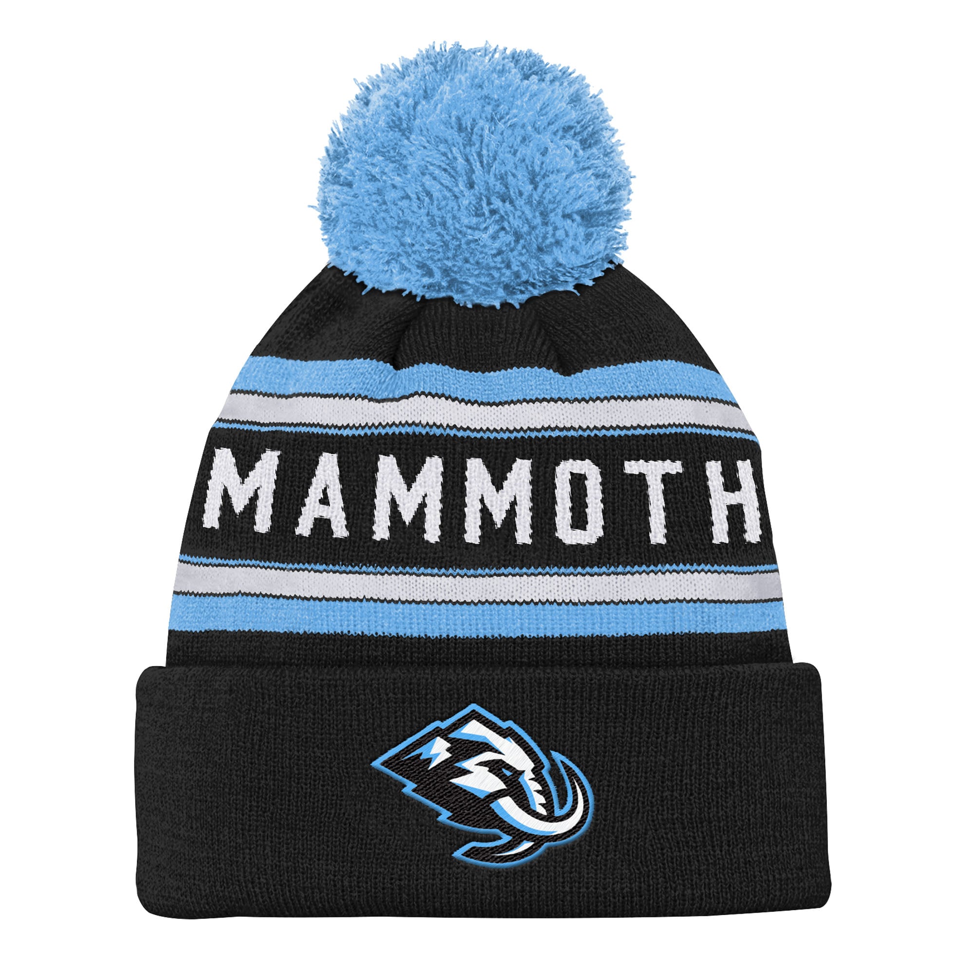 Bonnet en tricot jacquard à revers et pompon Youth Outerstuff Black Utah Mammoth