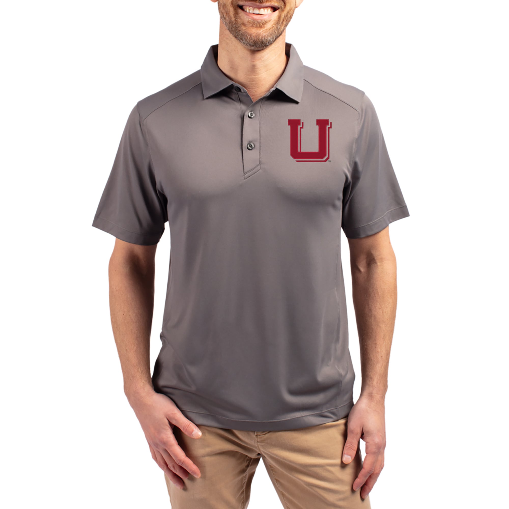 Utah Utes Cutter & Buck Forge Eco Stretch Recycled Polo - Gray