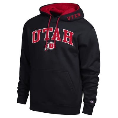  Utah Utes Champion Arch Tackle Twill Hoodie - Black