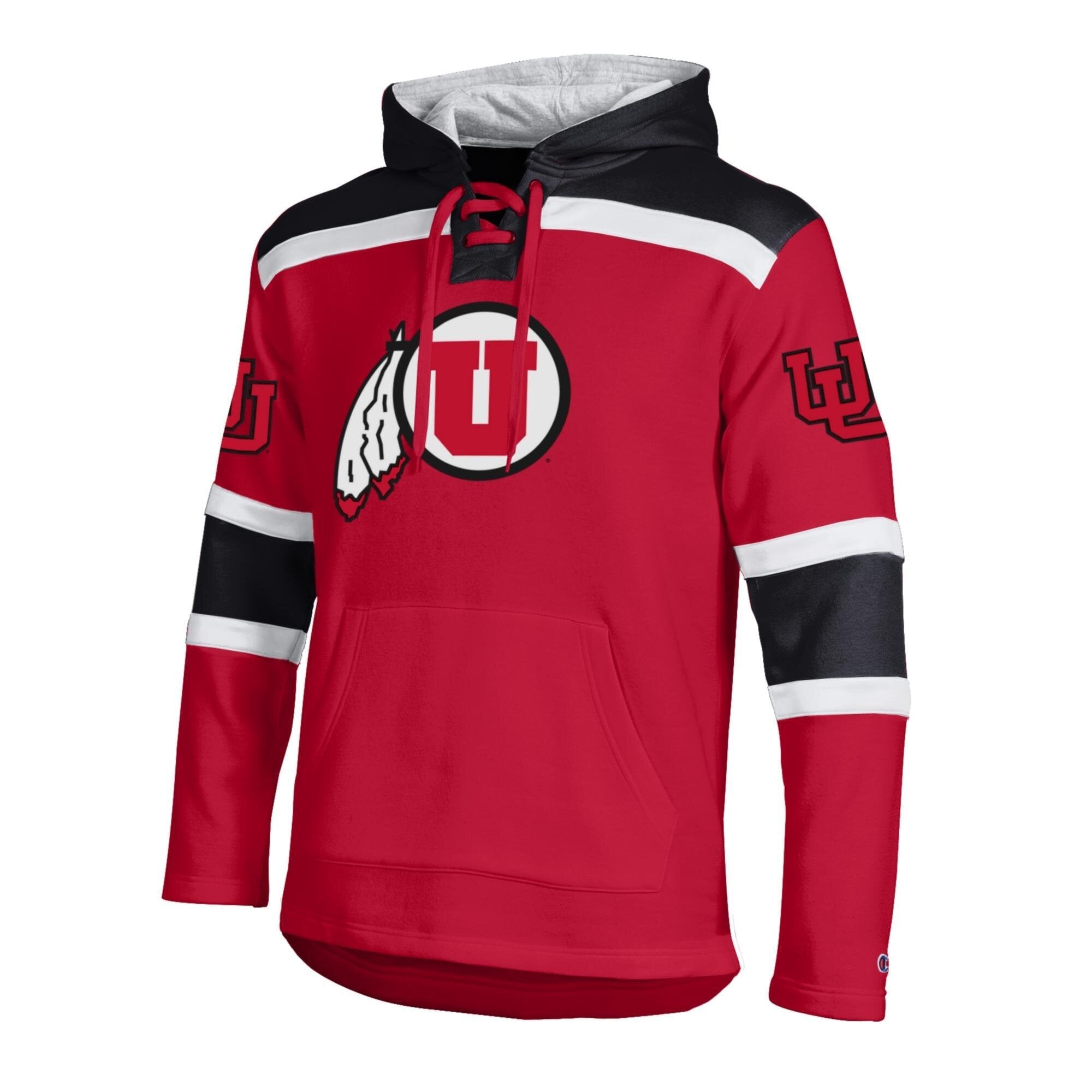 Sweat à capuche en polaire Champion rouge Utah Utes Lacer pour homme