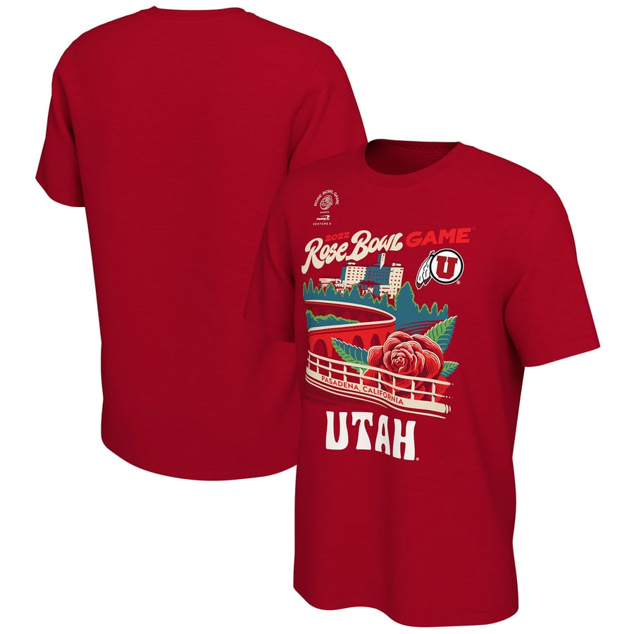 Red Ut Men's Nike Red Utah Utes 2022 Rose Bowl Bound Illustrated T-Shirt