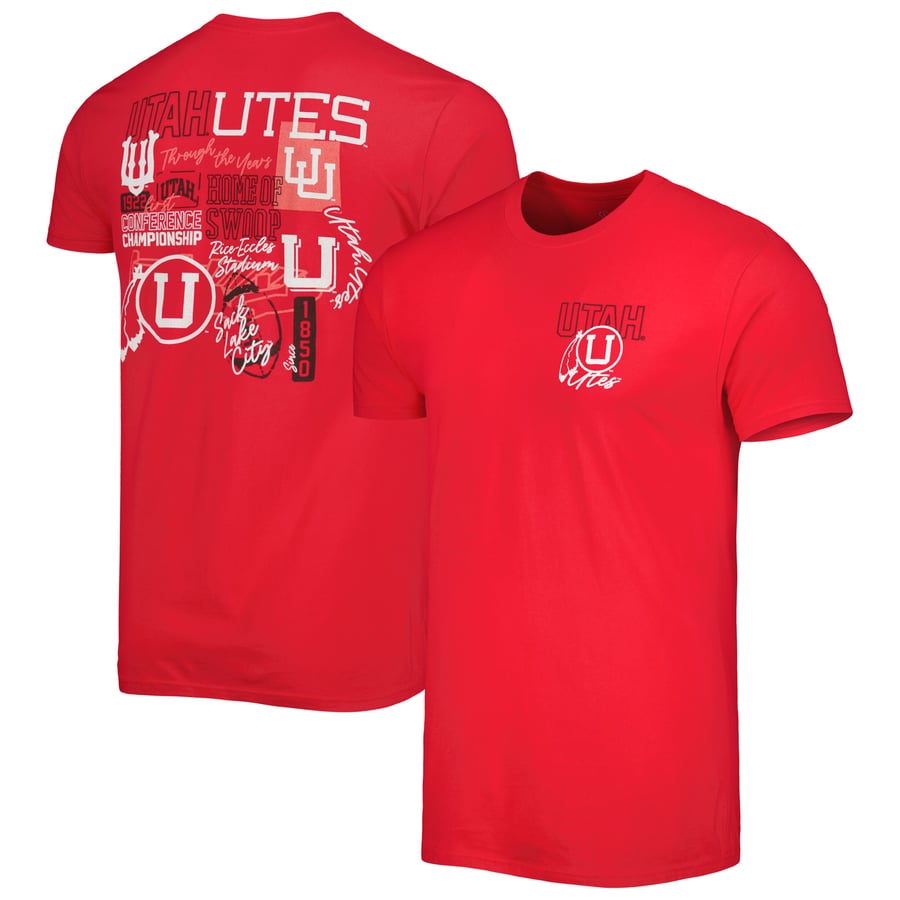 Red Ut Men's Red Utah Utes Vintage Through the Years Two-Hit T-Shirt