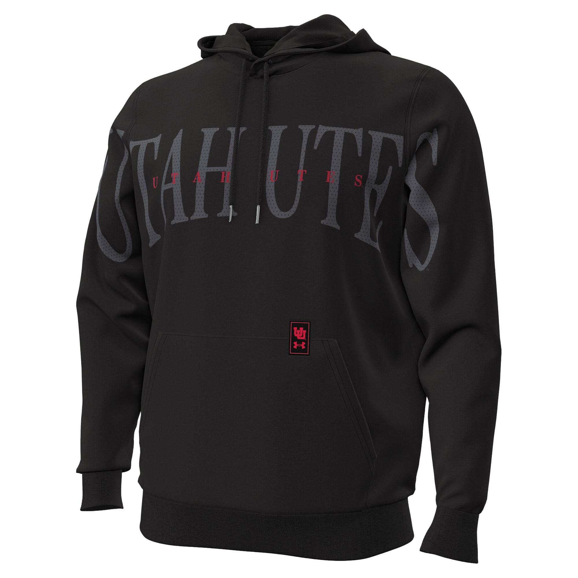 Men's Under Armour Black Utah Utes 2026 Sideline Overlay Icon Fleece Hoodie