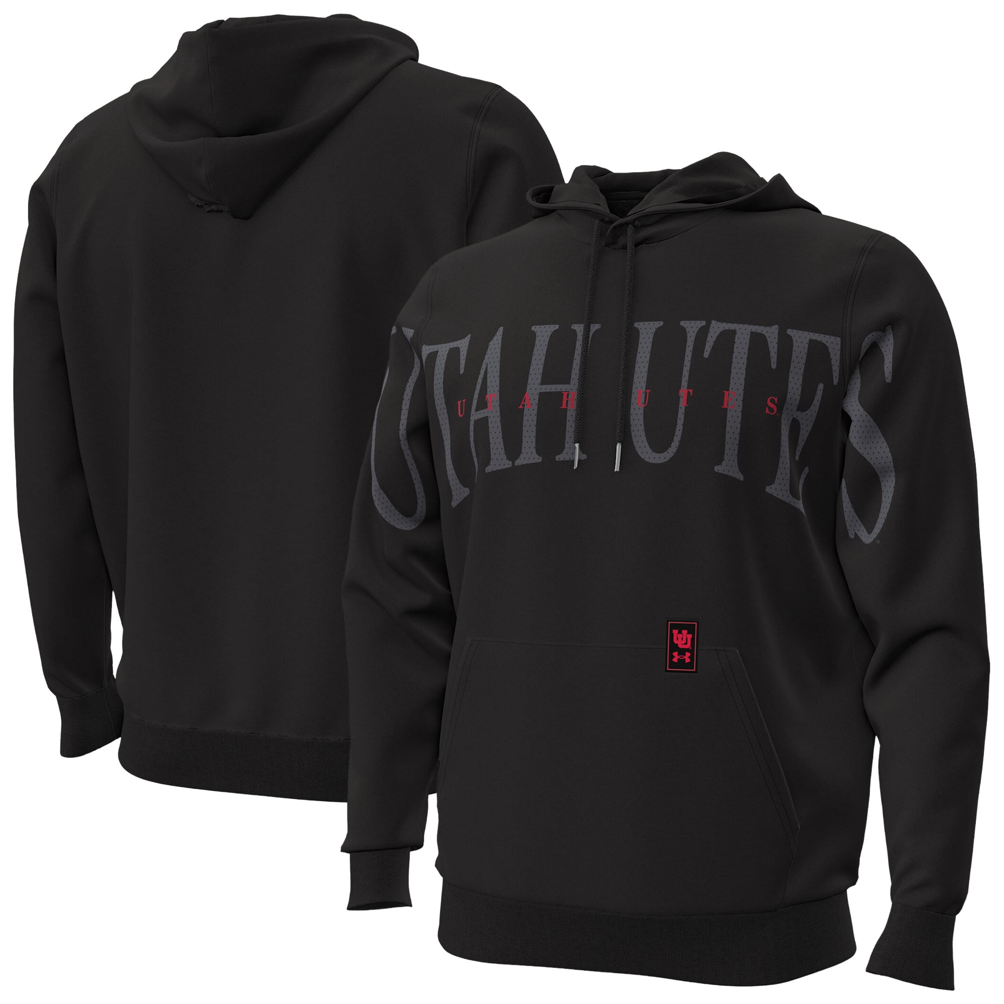 Men's Under Armour Black Utah Utes 2026 Sideline Overlay Icon Fleece Hoodie