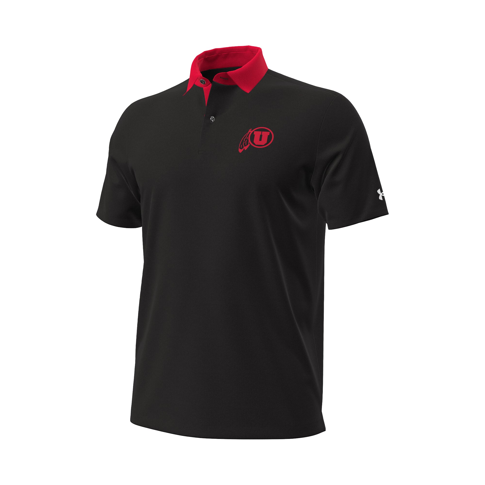 Polo fantaisie Under Armour noir pour homme, édition limitée Utah Utes 2026, les séries éliminatoires.