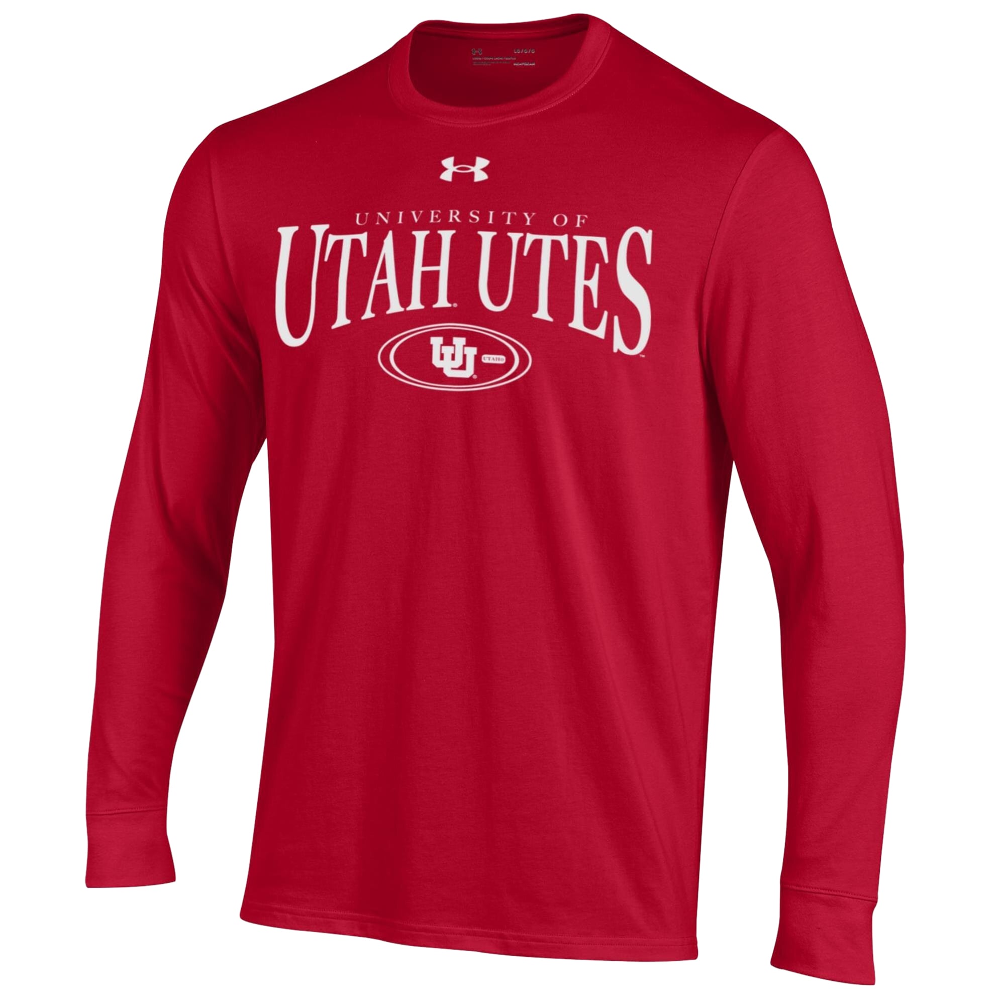 Men's Under Armour Red Utah Utes 2026 Sideline Performance Cotton Long Sleeve T-Shirt