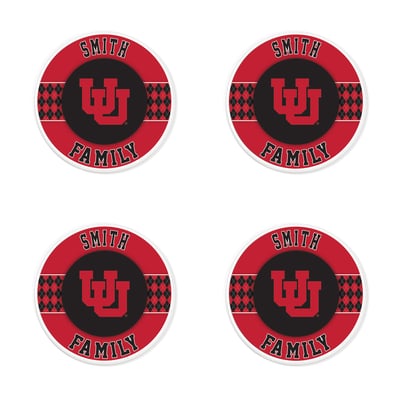 Utah Utes 4" Personalized Circular Coasters 4-Pack Set