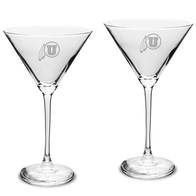 Utah Utes Two-Piece Traditional 10oz. Martini Glass Set