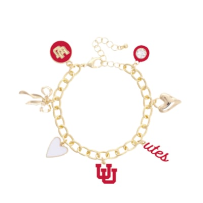 Utah Utes CANVAS Style Women's 18K Gold-Plated Chain Link Charm Bracelet