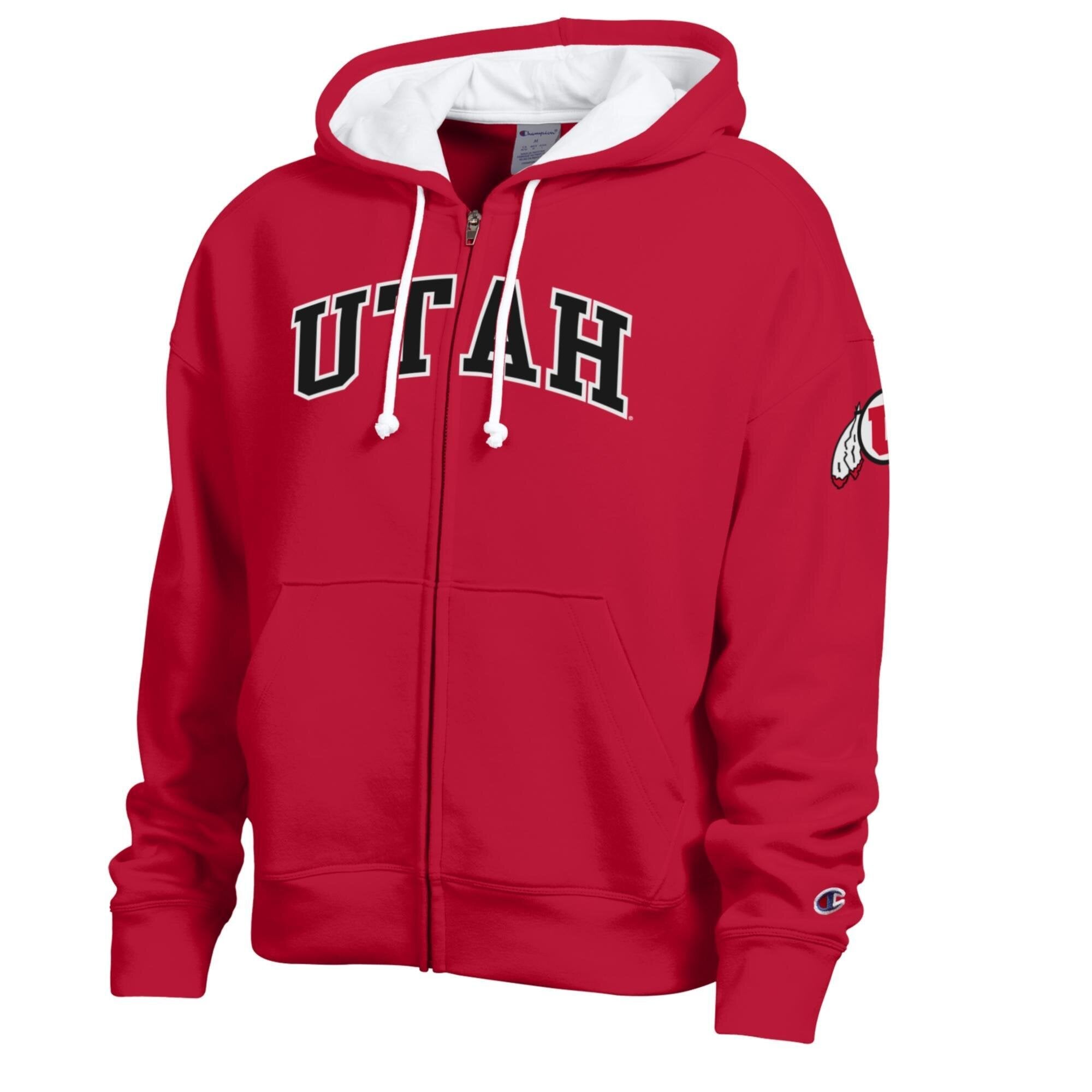 Sweat à capuche zippé en polaire Champion rouge Utah Utes Arch pour femme