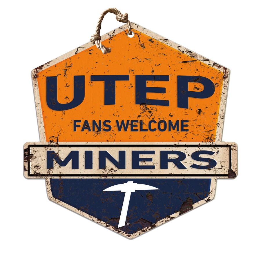 Utep Hand Sign UTEP Miners 20'' x 20'' Fans Welcome Badge Sign