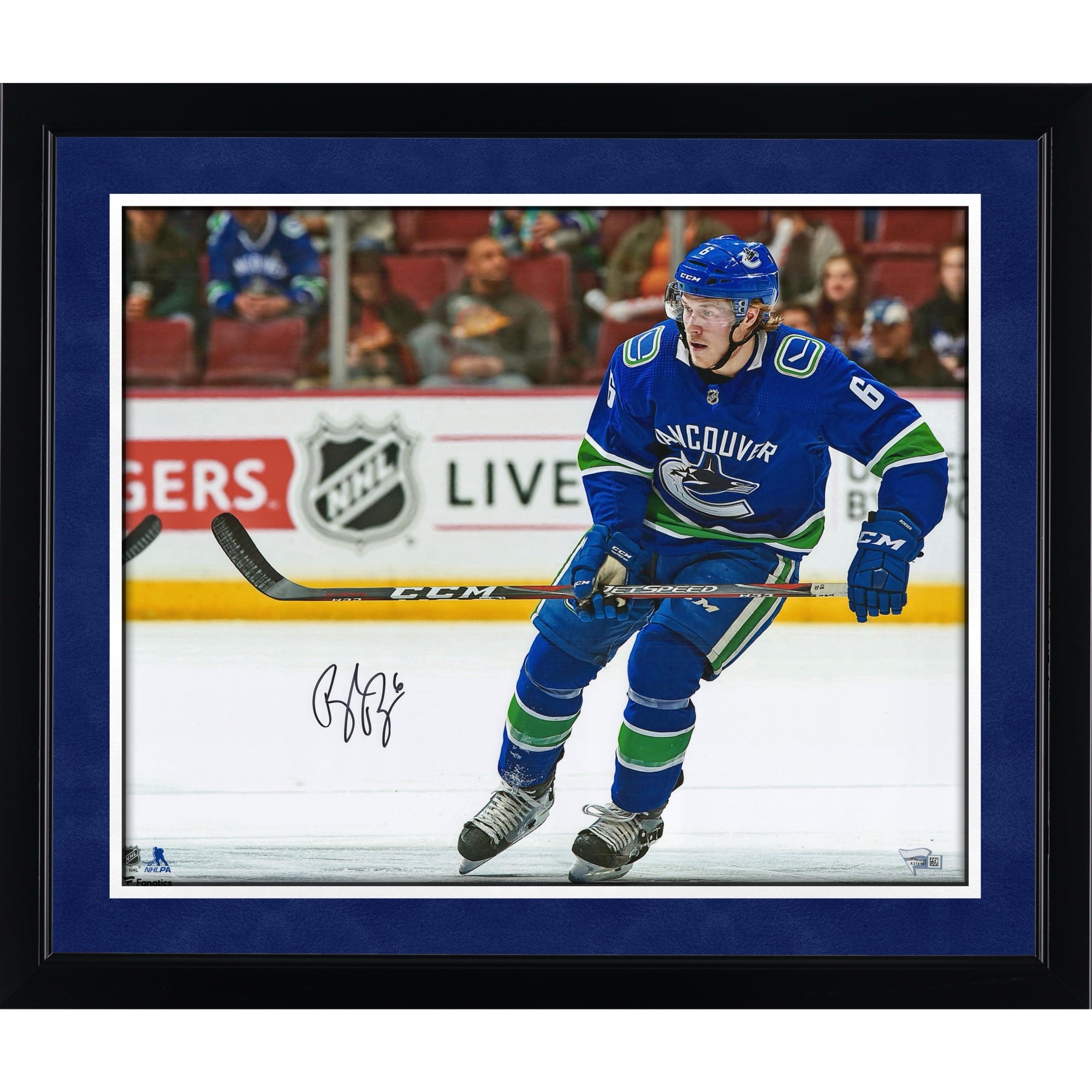 Brock Boeser Vancouver Canucks Autographed 16" x 20" Jersey Skating Photograph