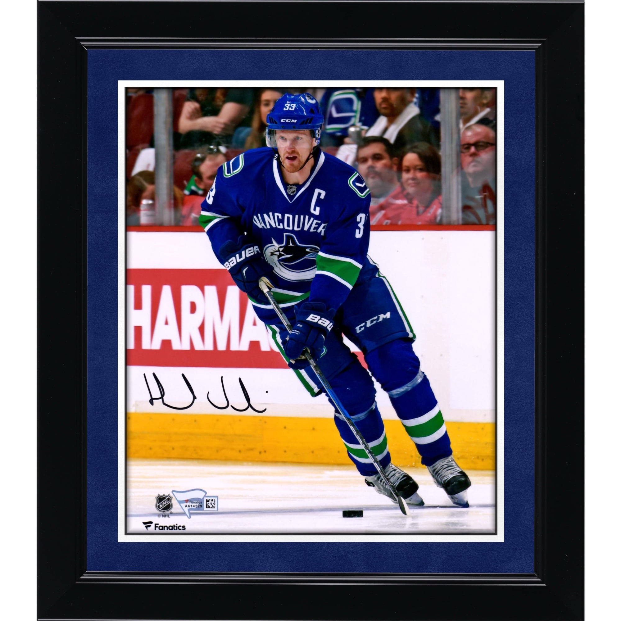 Henrik Sedin Vancouver Canucks dédicacé 8 "x 10" photographie de patinage en jersey bleu