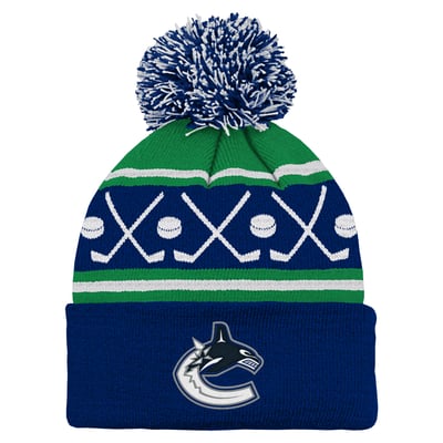 Infant Vancouver Canucks  Outerstuff Blue/Green Face-Off Cuffed Knit Hat with Pom
