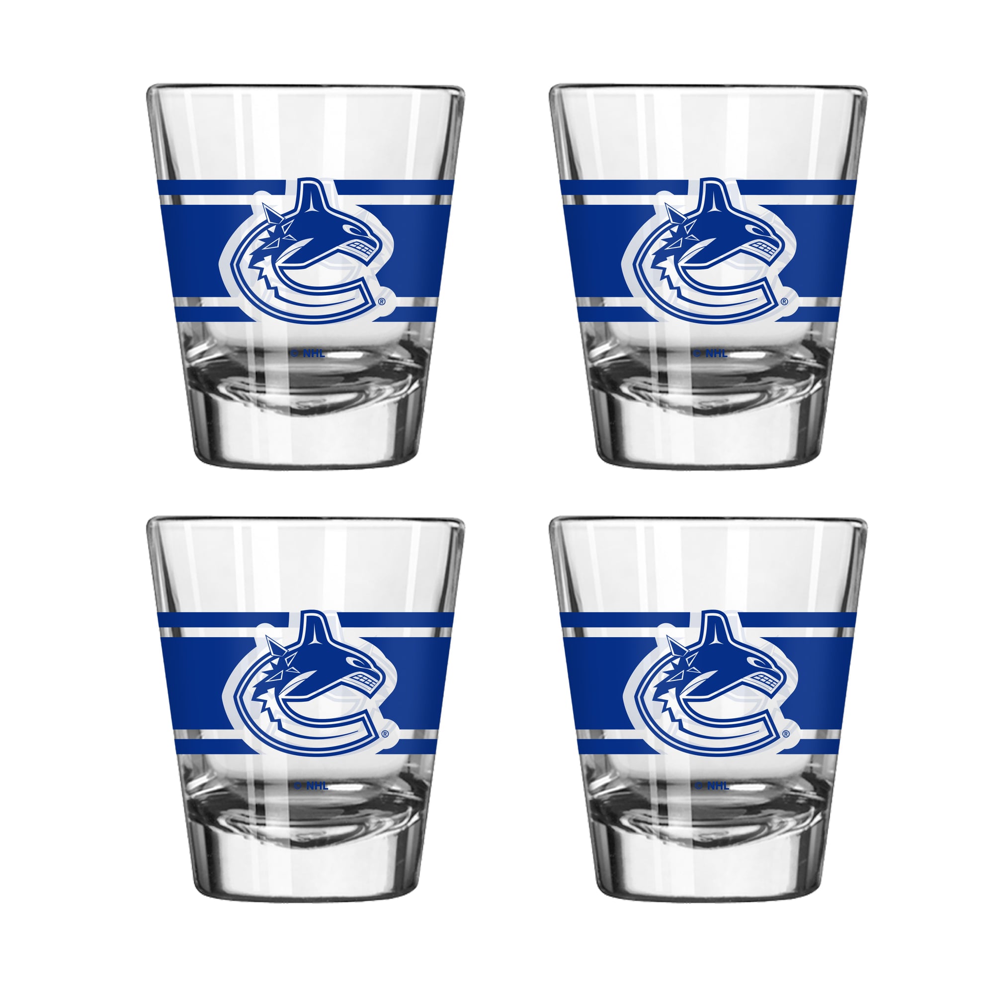 Ensemble de quatre verres à liqueur rayés Logo Brands Vancouver Canucks