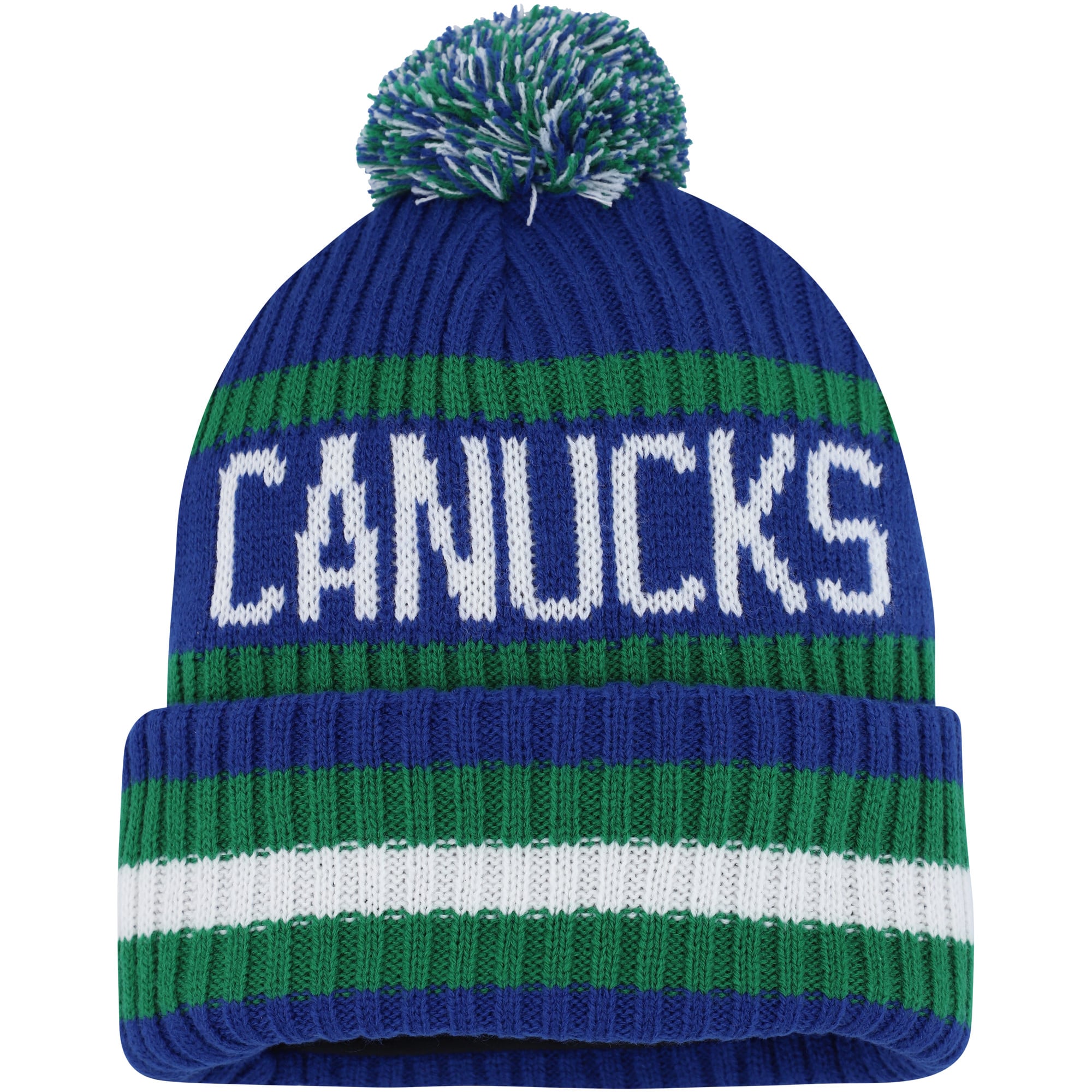 Bonnet en tricot à revers Bering des Canucks de Vancouver '47 bleu pour homme avec pompon