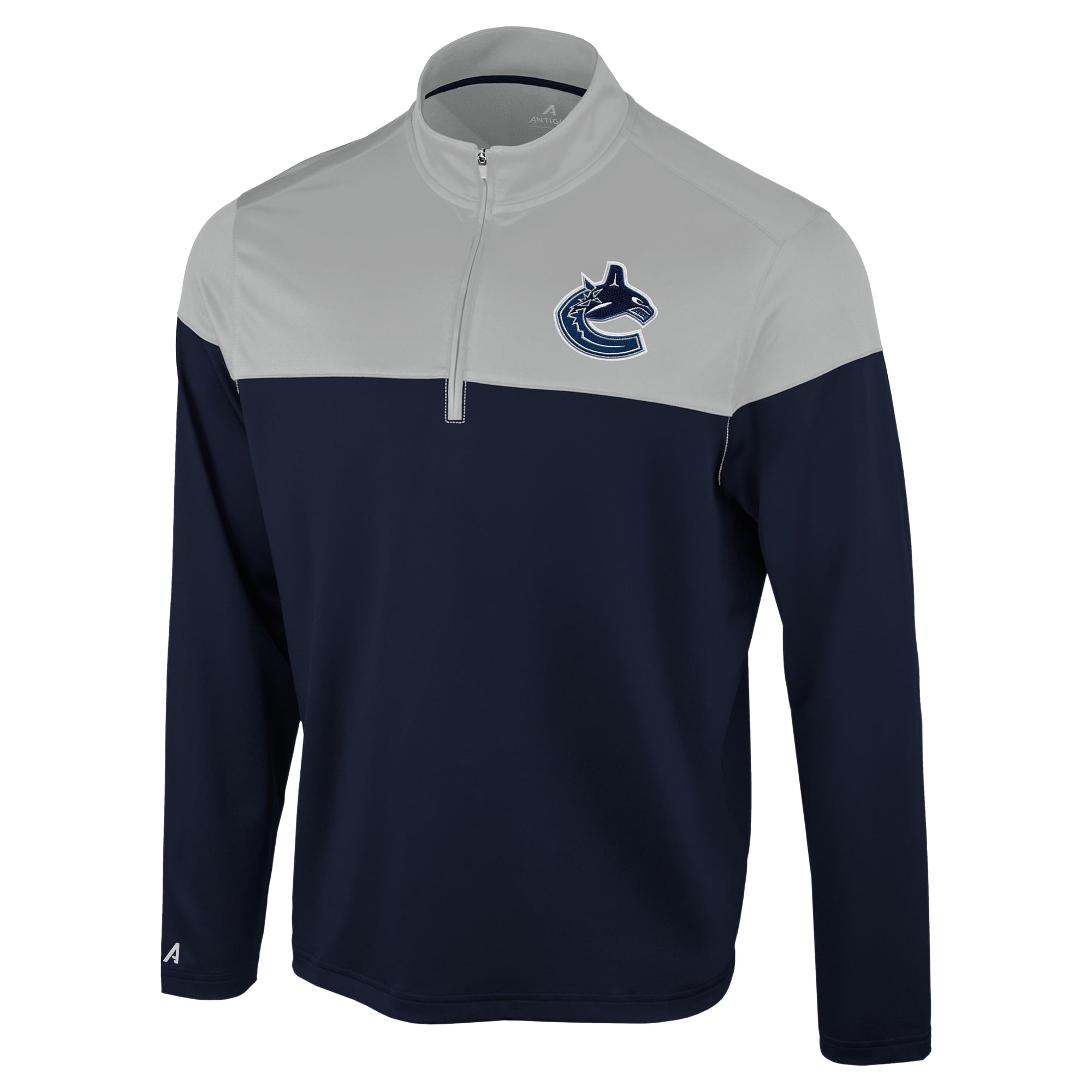 Pull à col zippé Antigua bleu marine/gris Vancouver Canucks pour homme