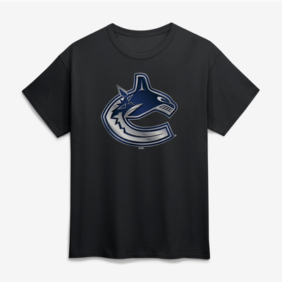 Vancouver Canucks Big & Tall Metallic Mascot T-Shirt - Black