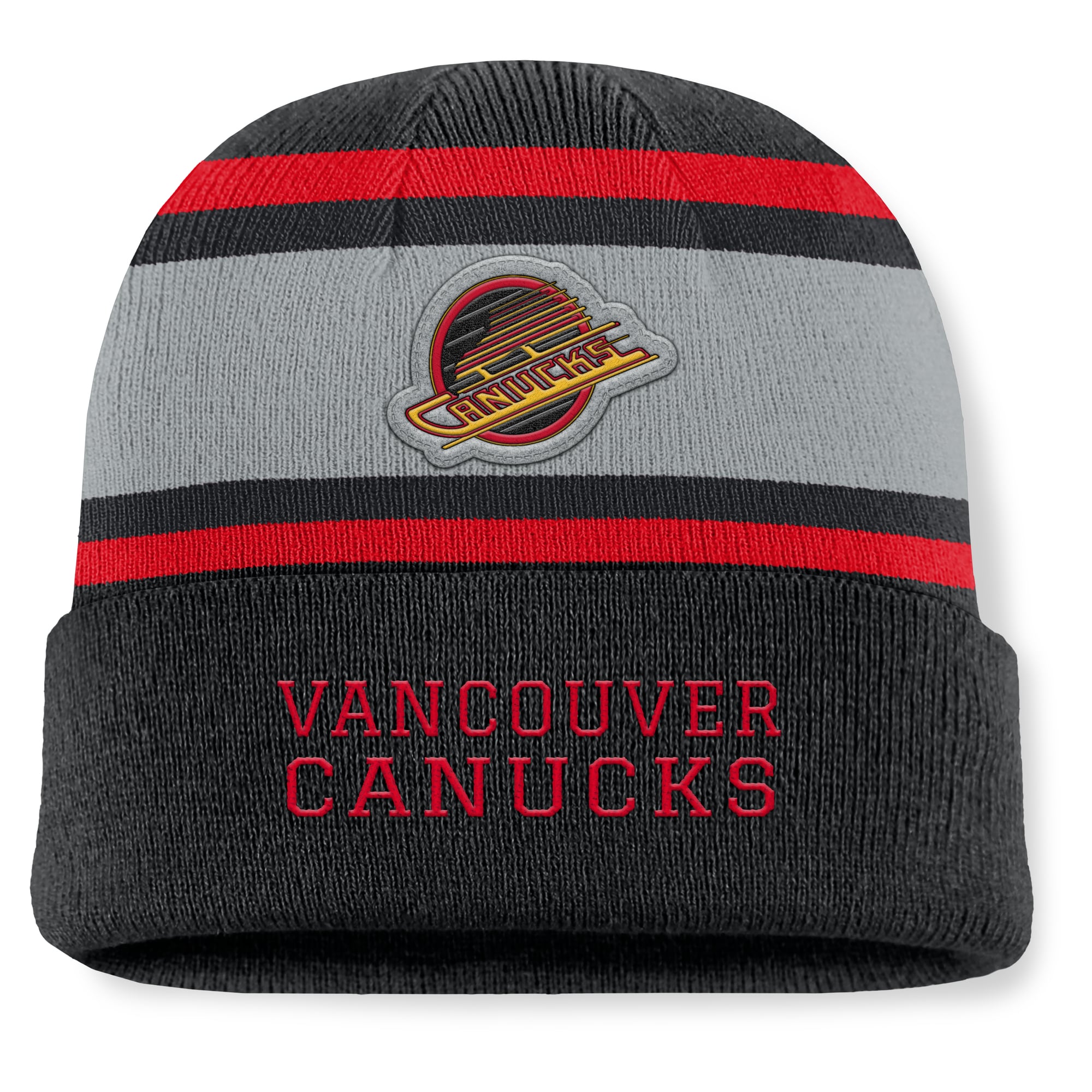 Men's Fanatics Black Vancouver Canucks Heritage Varsity Cuffed Knit Hat
