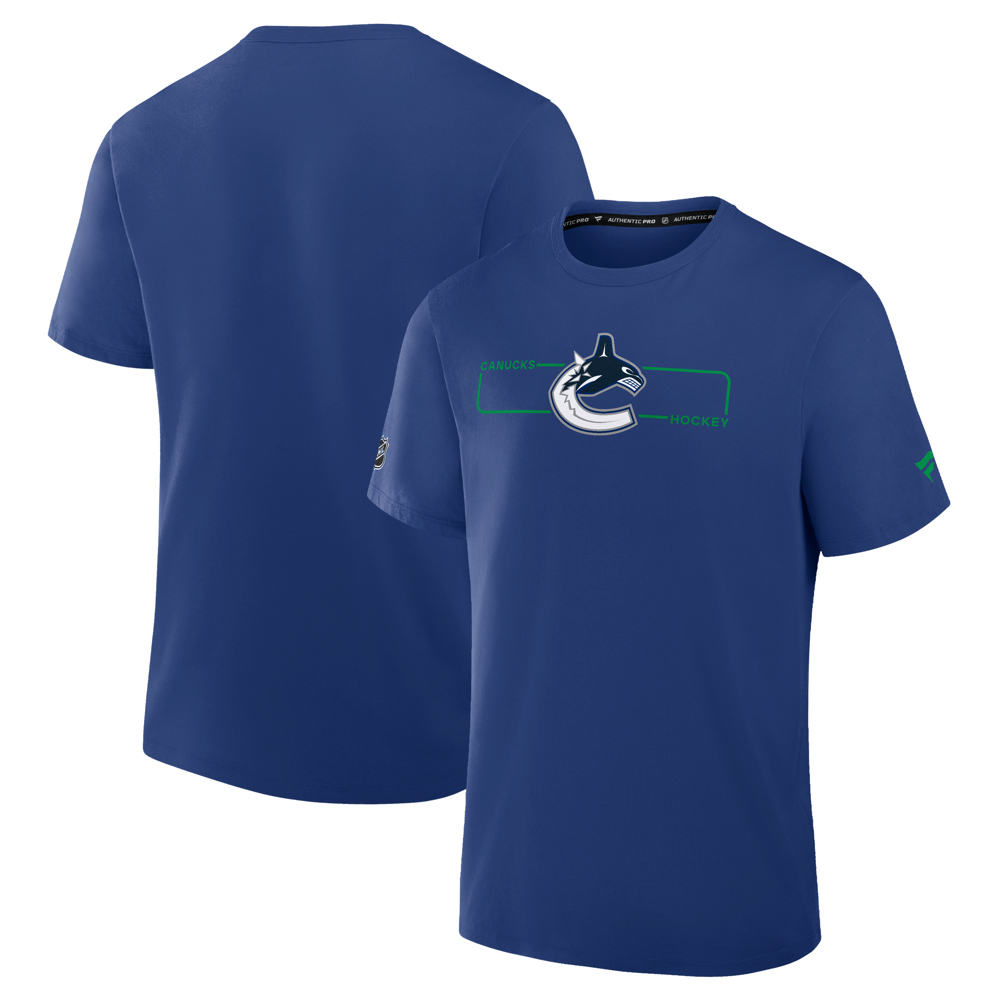 Men's Fanatics Blue Vancouver Canucks Authentic Pro Primary Logo T-Shirt