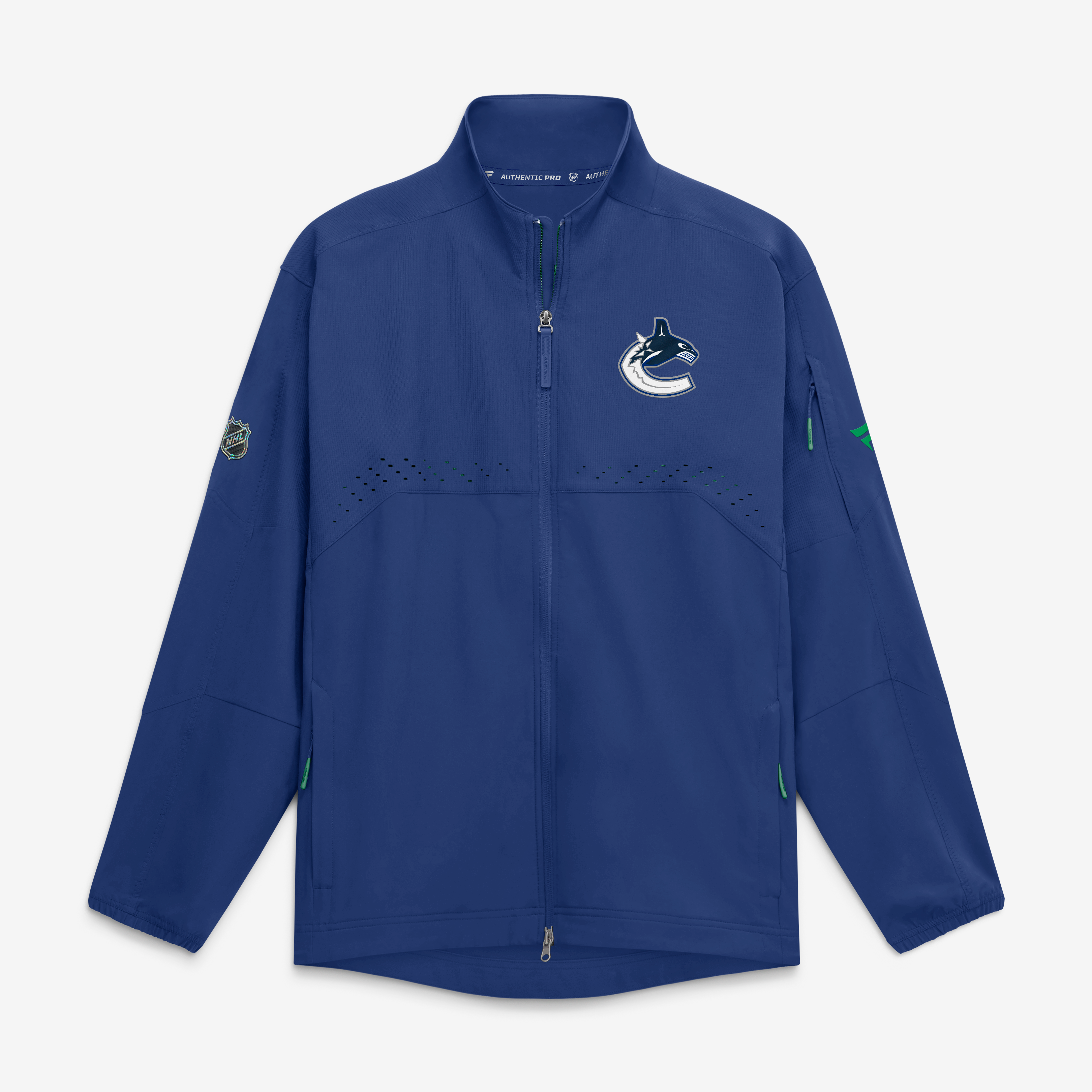 Veste d'entraîneur authentique Pro Rink des Canucks de Vancouver, bleue, pour homme (Fanatics).