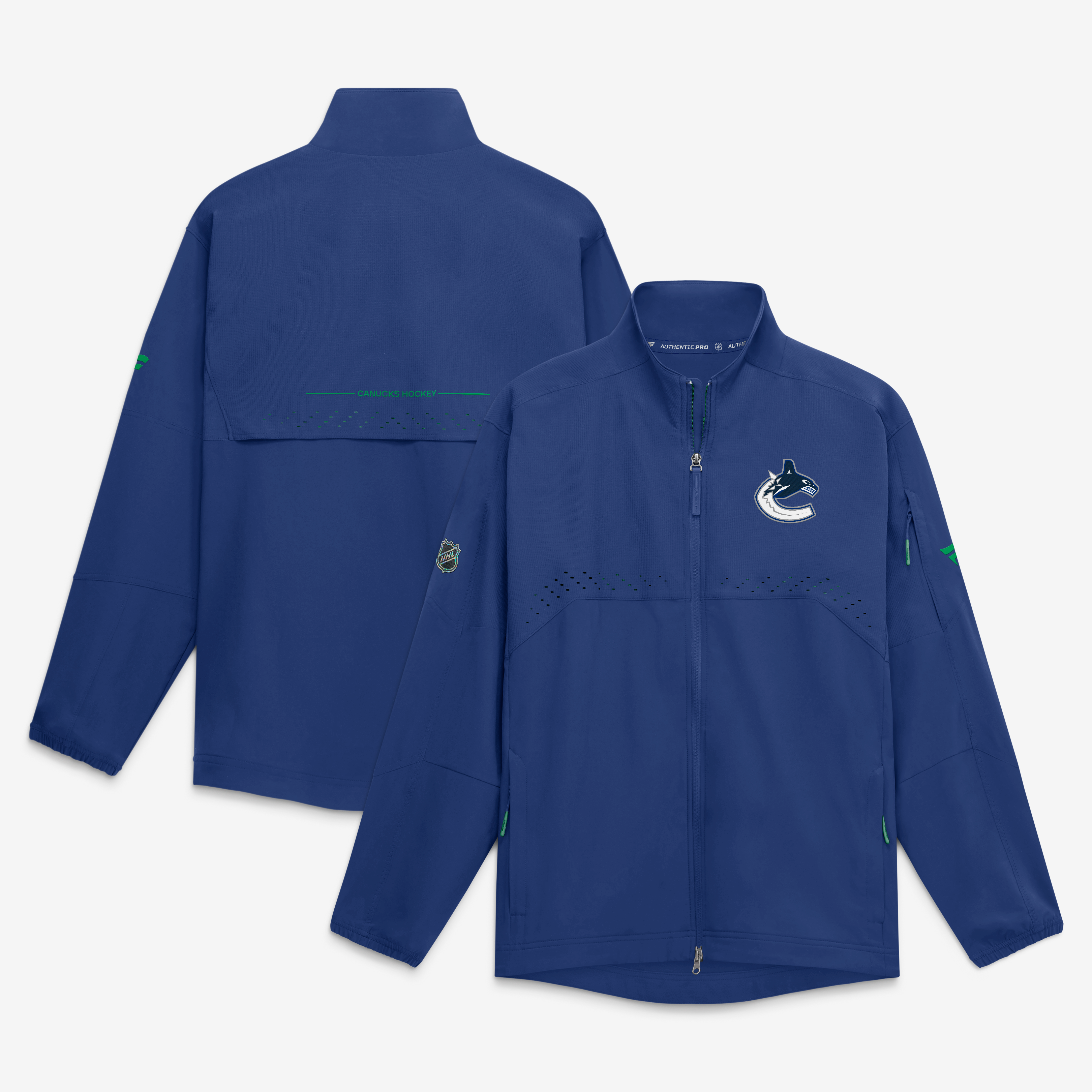 Veste d'entraîneur authentique Pro Rink des Canucks de Vancouver, bleue, pour homme (Fanatics).