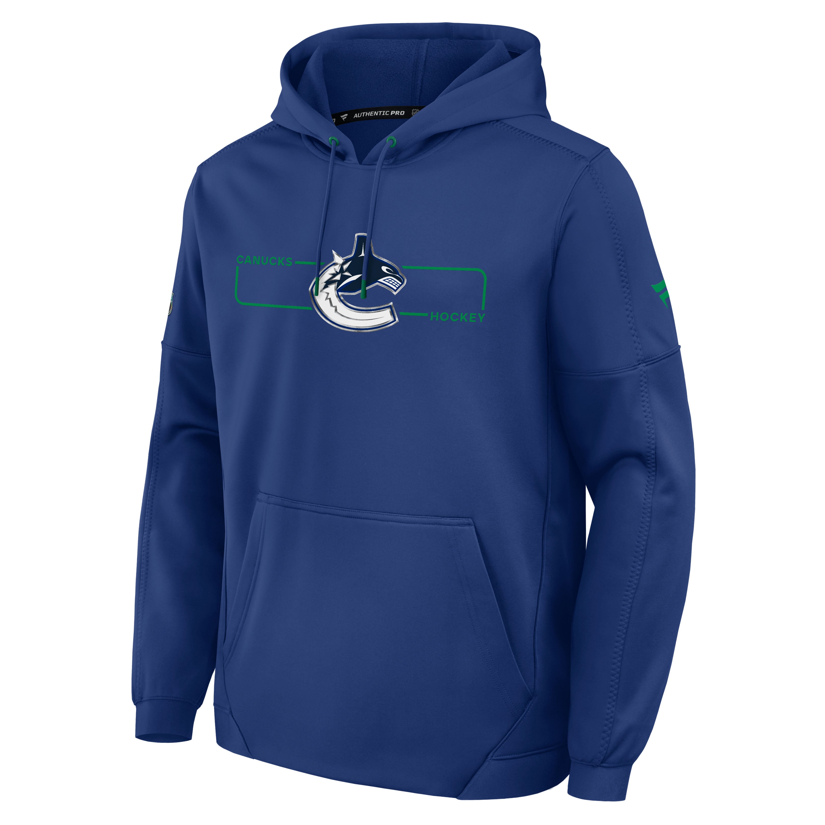 Men's Fanatics Blue Vancouver Canucks Authentic Pro Rink Fleece Pullover Hoodie