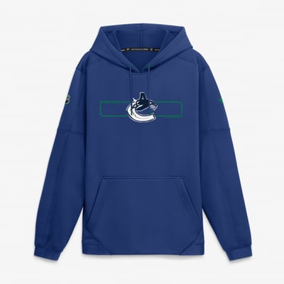 Men's Vancouver Canucks Fanatics Blue Authentic Pro Rink Fleece Pullover Hoodie