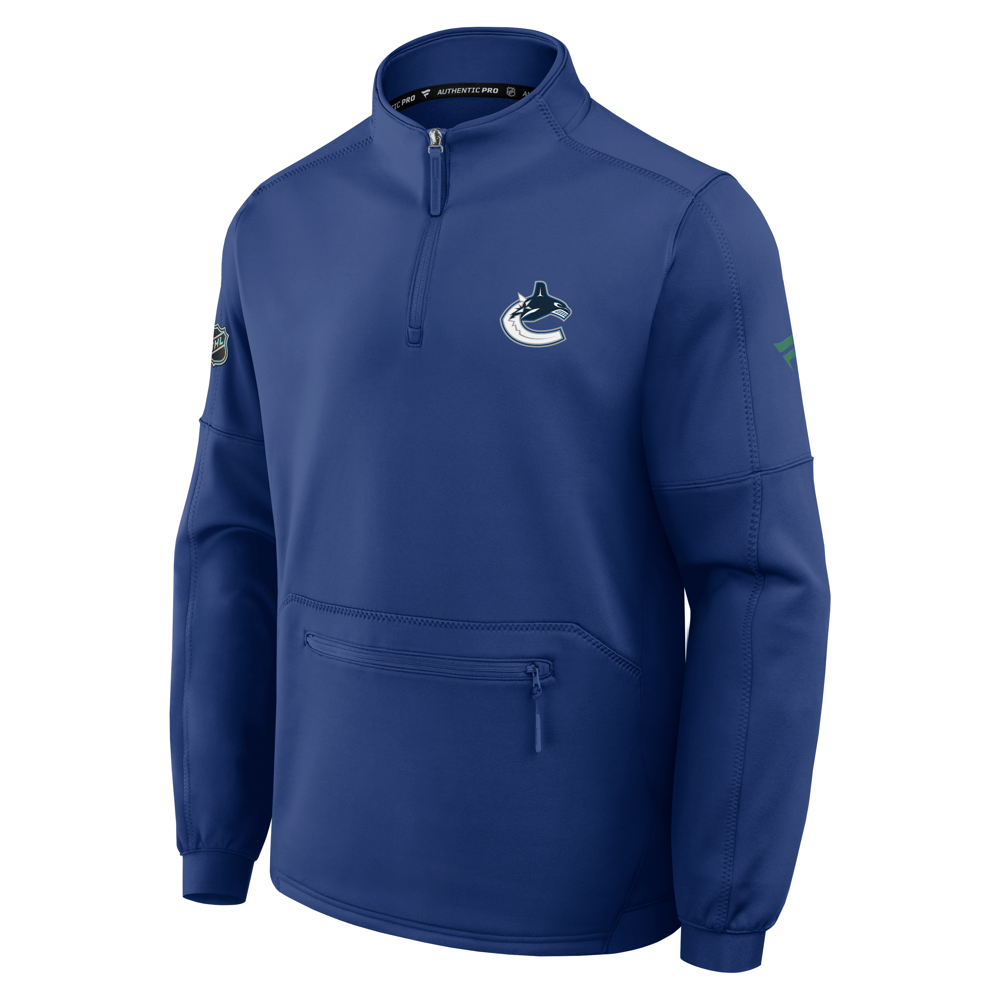 Men's Fanatics Blue Vancouver Canucks Authentic Pro Rink Fleece Quarter-Zip Pullover
