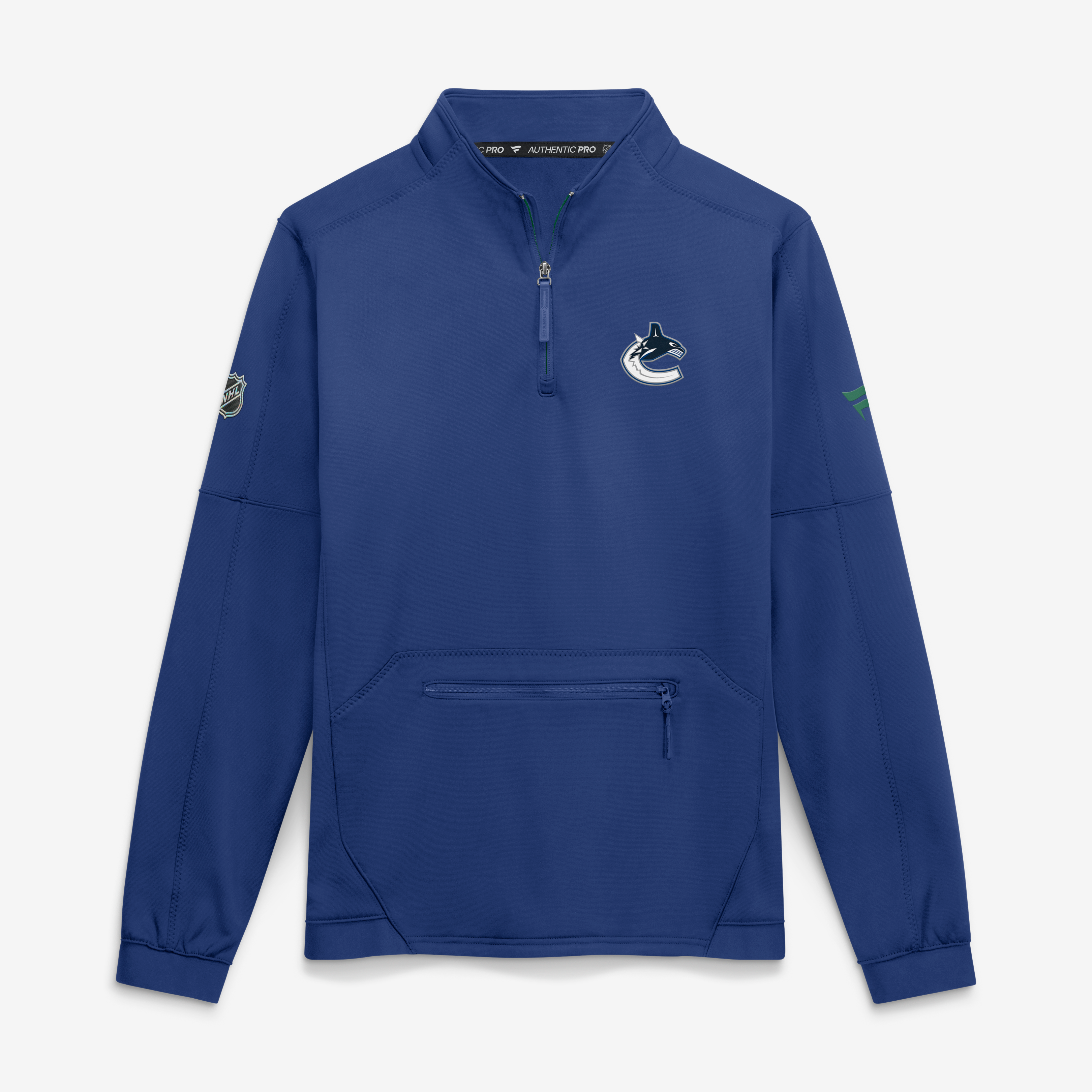 Men's Fanatics Blue Vancouver Canucks Authentic Pro Rink Fleece Quarter-Zip Pullover