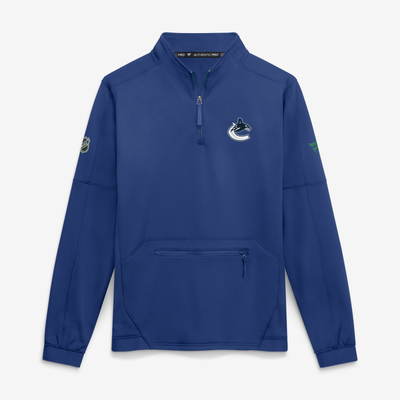 Men's Vancouver Canucks Fanatics Blue Authentic Pro Rink Fleece Quarter-Zip Pullover