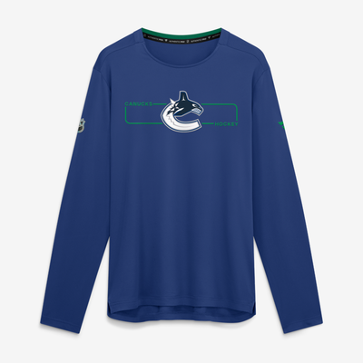 Men's Vancouver Canucks Fanatics Blue Authentic Pro Rink Tech Long Sleeve T-Shirt