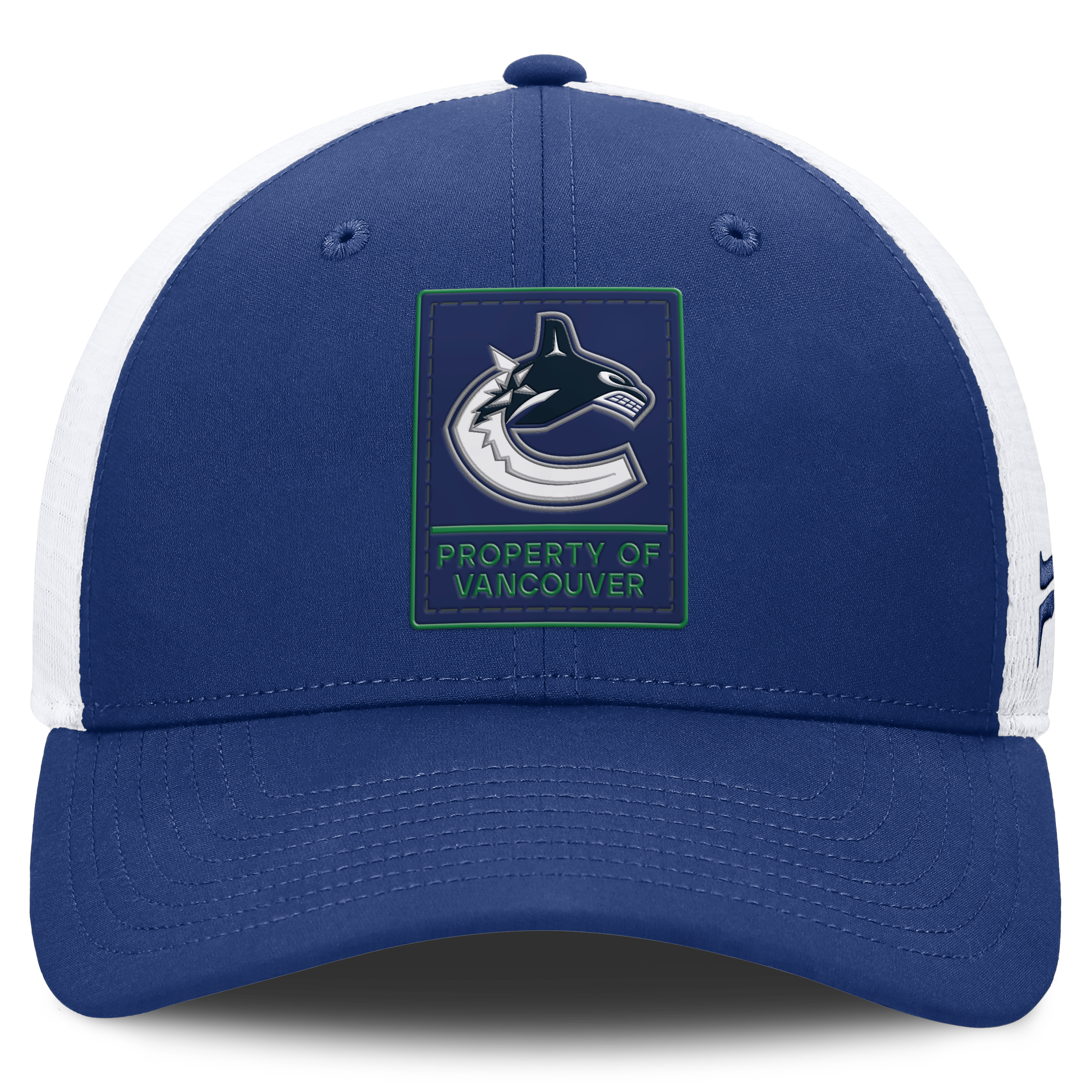Casquette Fanatics bleue Vancouver Canucks Authentic Pro Train à dos en maille ajustable pour homme