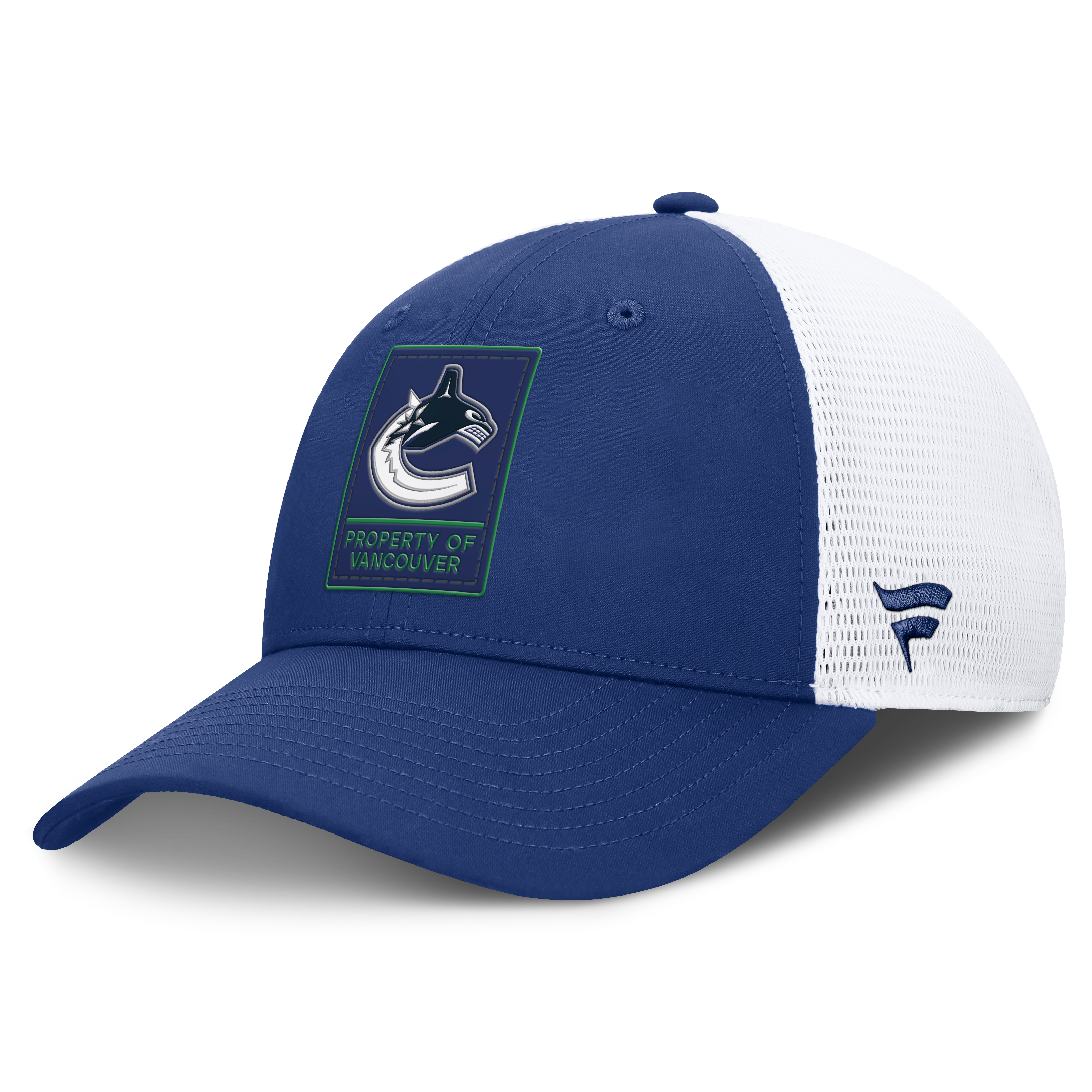 Casquette Fanatics bleue Vancouver Canucks Authentic Pro Train à dos en maille ajustable pour homme
