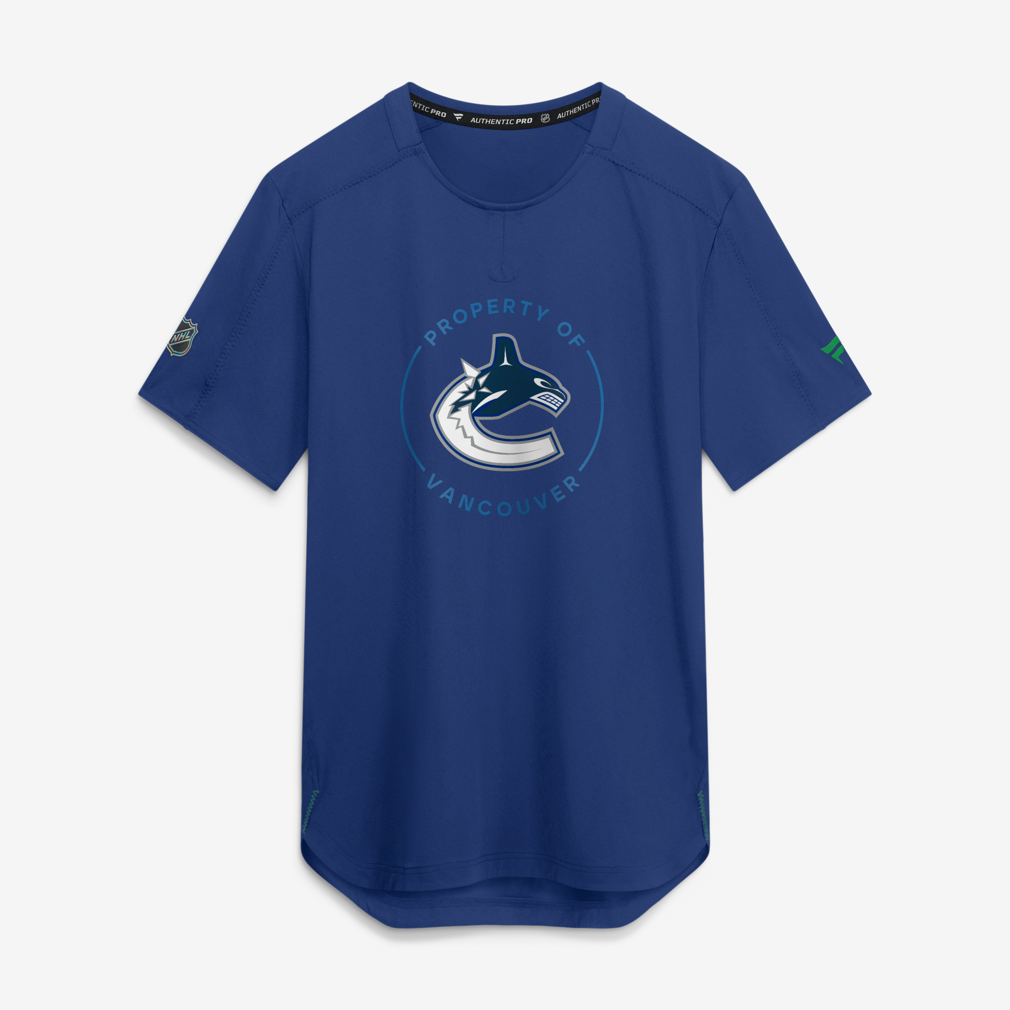T-shirt de performance authentique Pro Train bleu Vancouver Canucks Fanatics pour homme