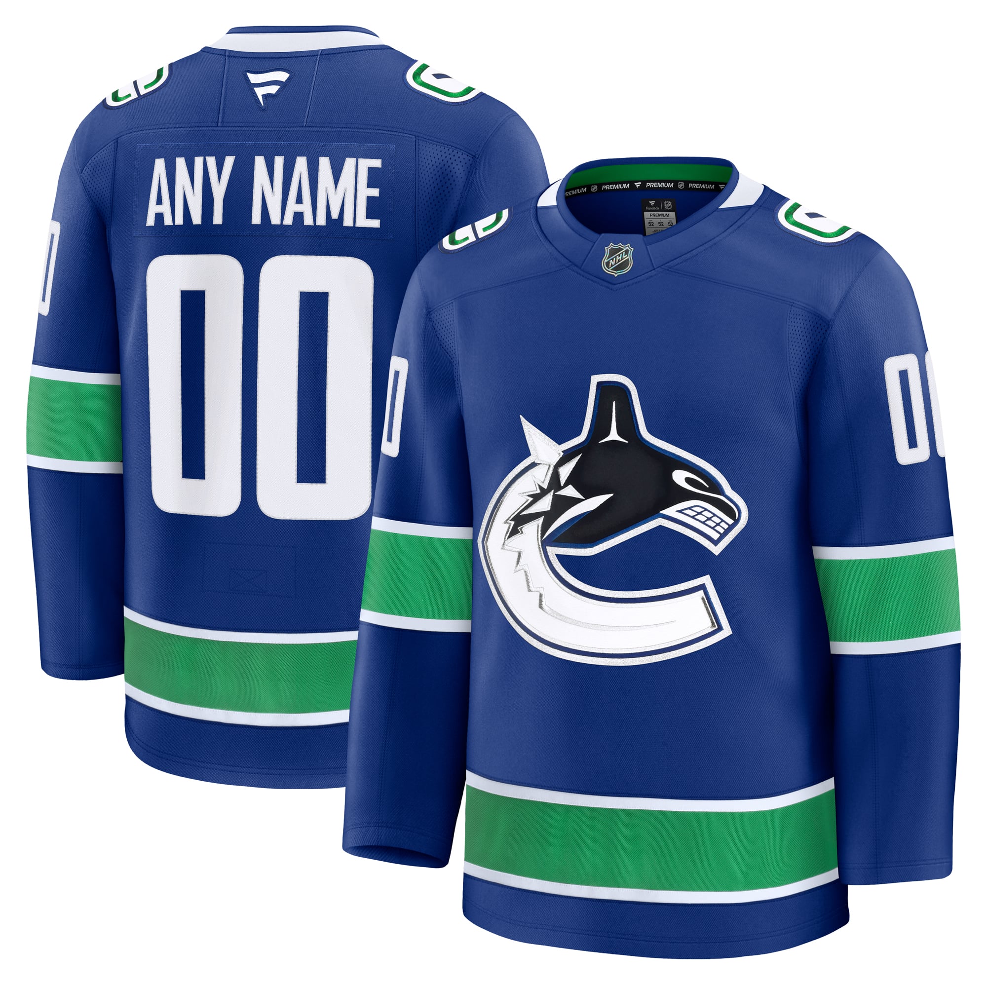 Maillot personnalisé haut de gamme bleu Vancouver Canucks à domicile pour hommes Fanatics