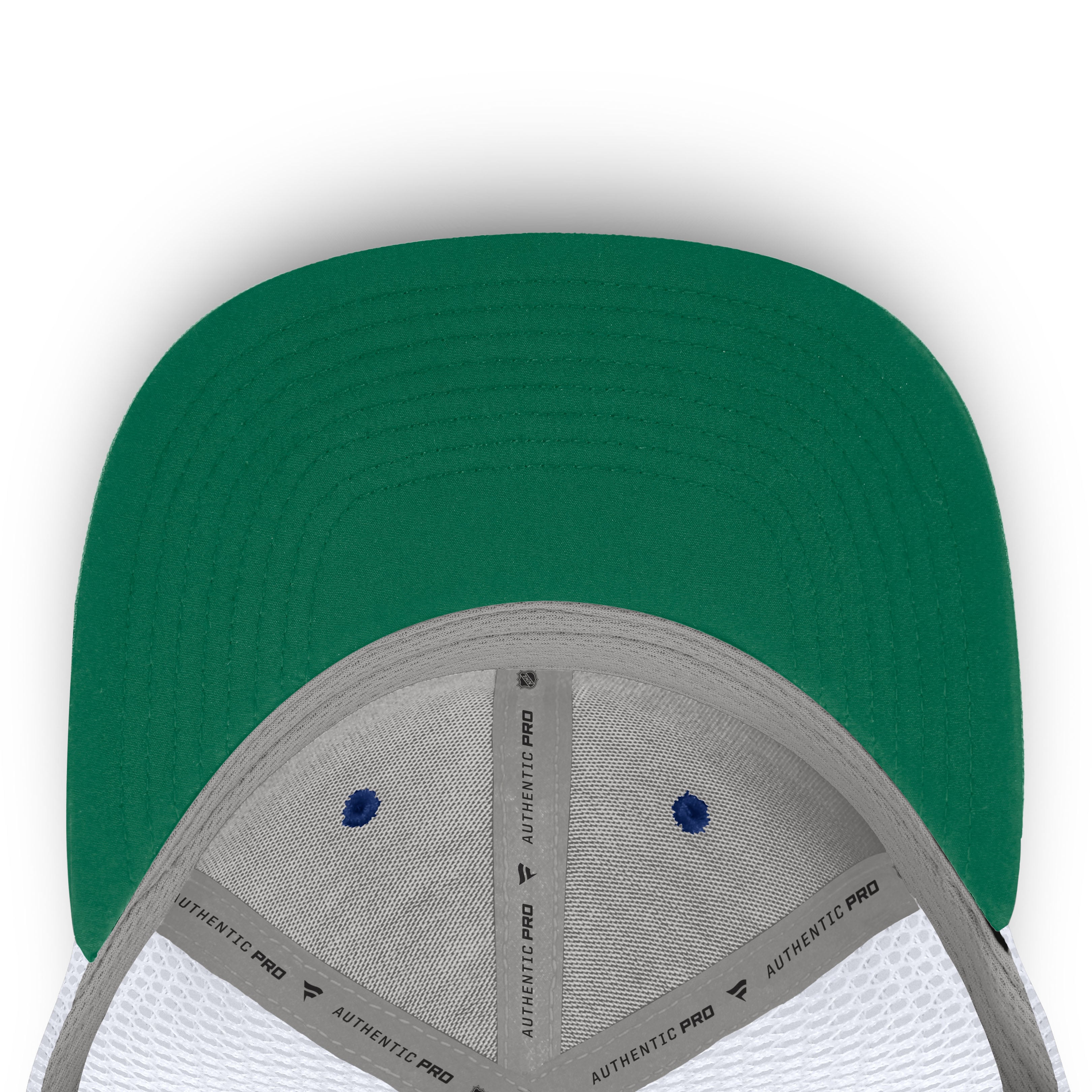 Men's Fanatics /White Vancouver Canucks Authentic Pro Rink Mid-Crown Adjustable Trucker Hat