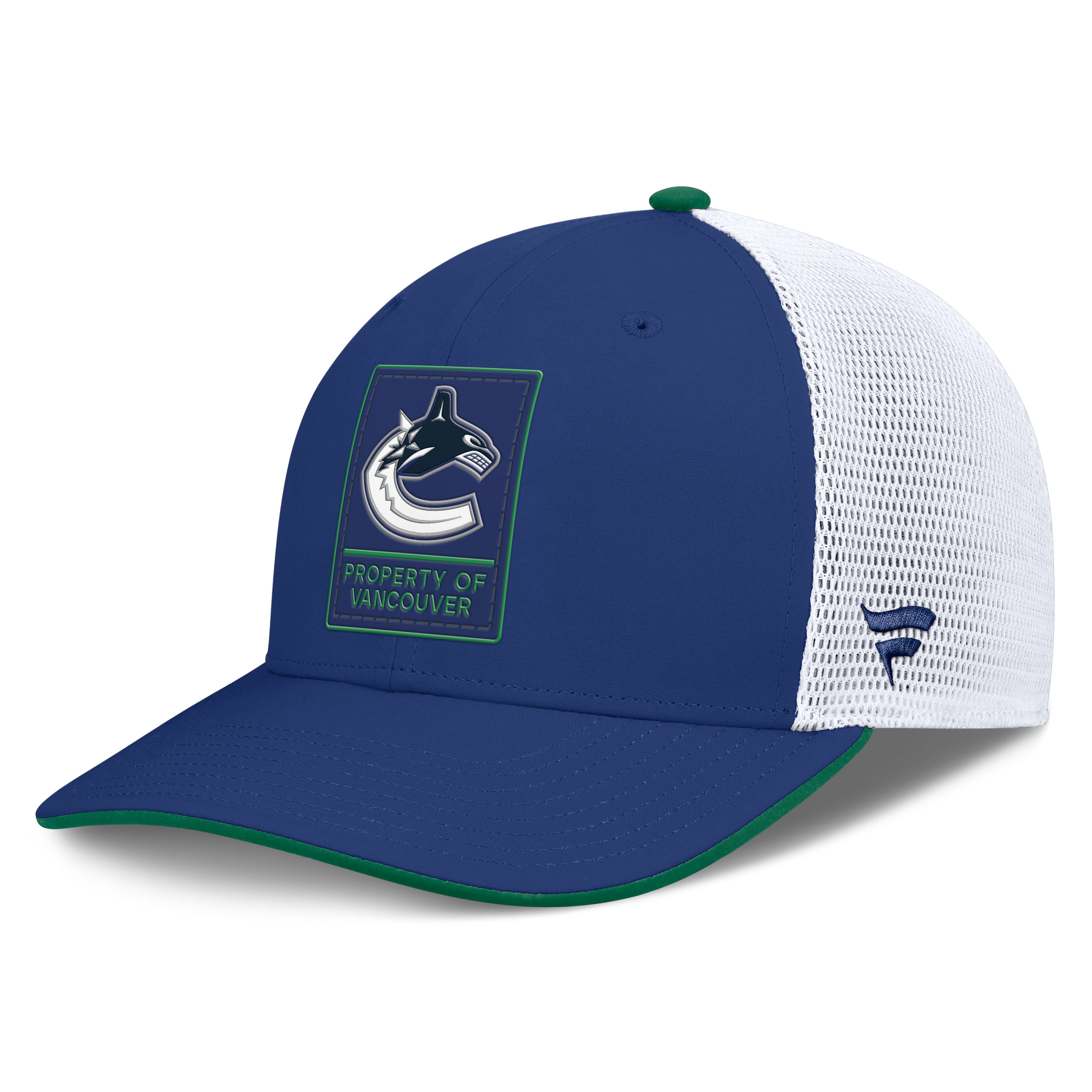 Men's Fanatics /White Vancouver Canucks Authentic Pro Rink Mid-Crown Adjustable Trucker Hat