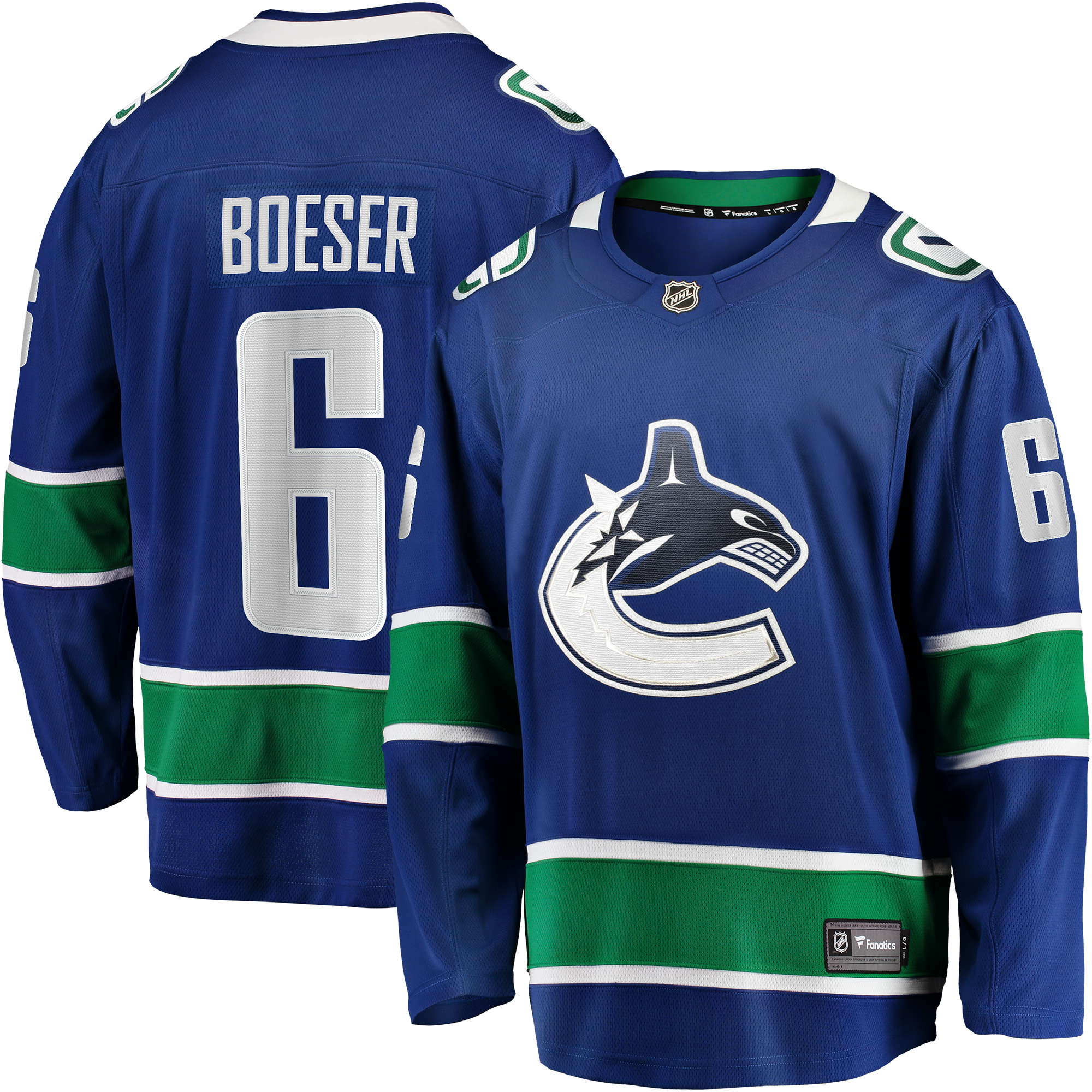 Maillot domicile bleu Breakaway des Canucks de Vancouver pour hommes, Brock Boeser (Fanatics).